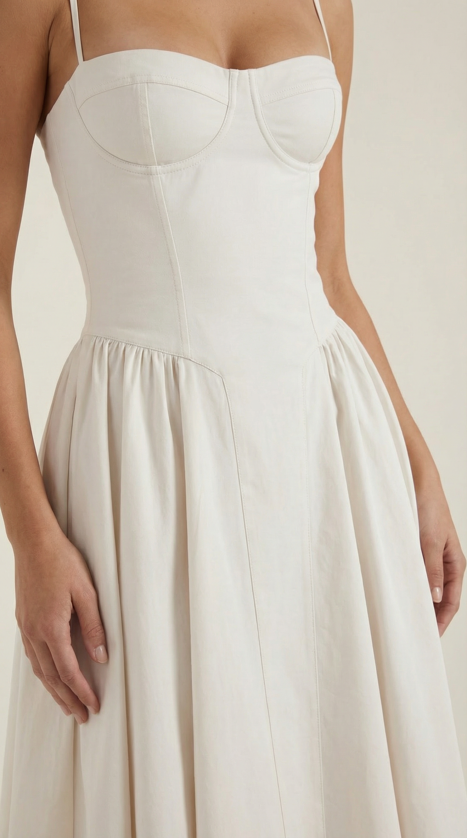 Abito Midi Donna con Corsetto Scollo a Cuore Cottage Core
