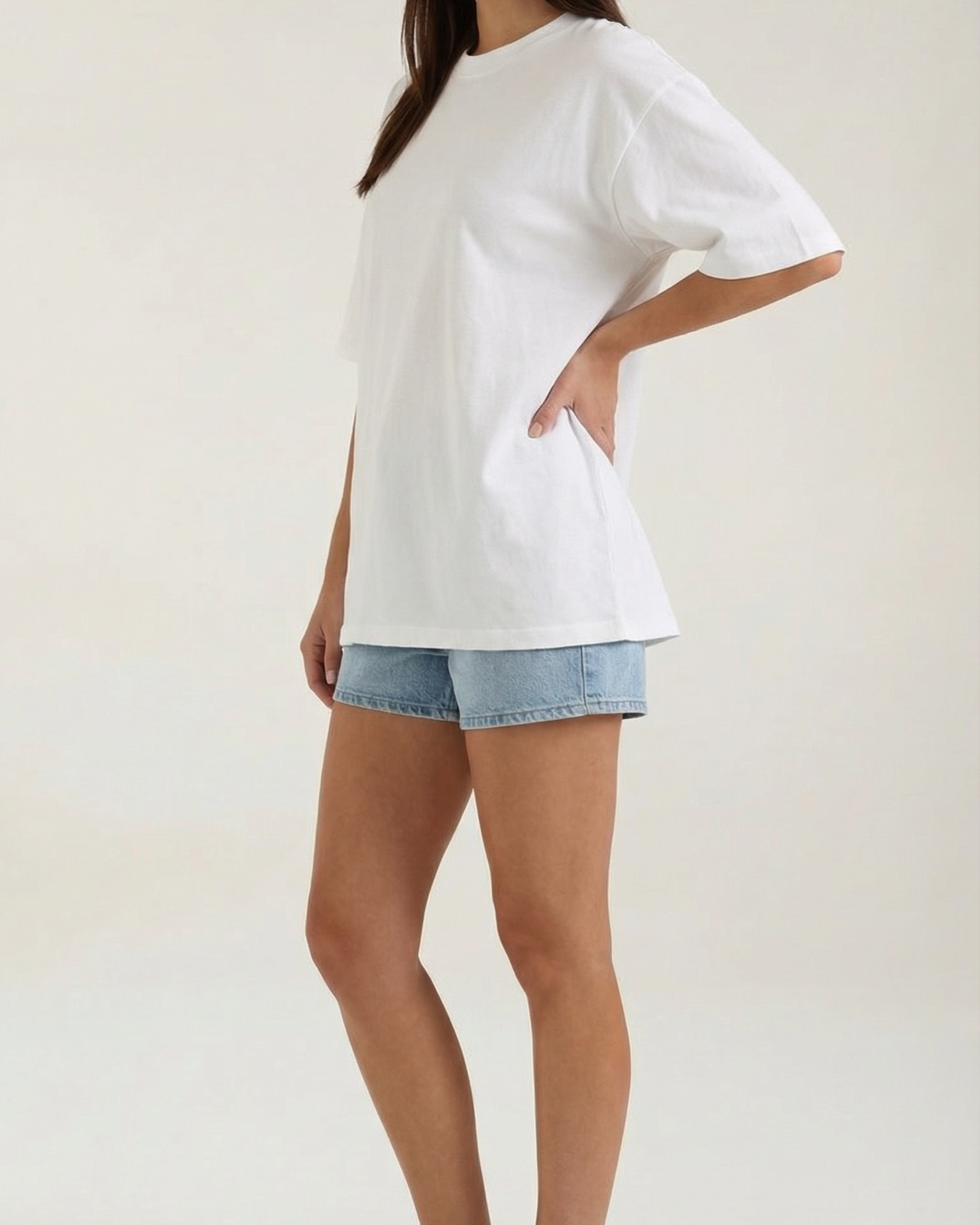 T-Shirt Donna Oversize Basic Spalle Scese Pesante