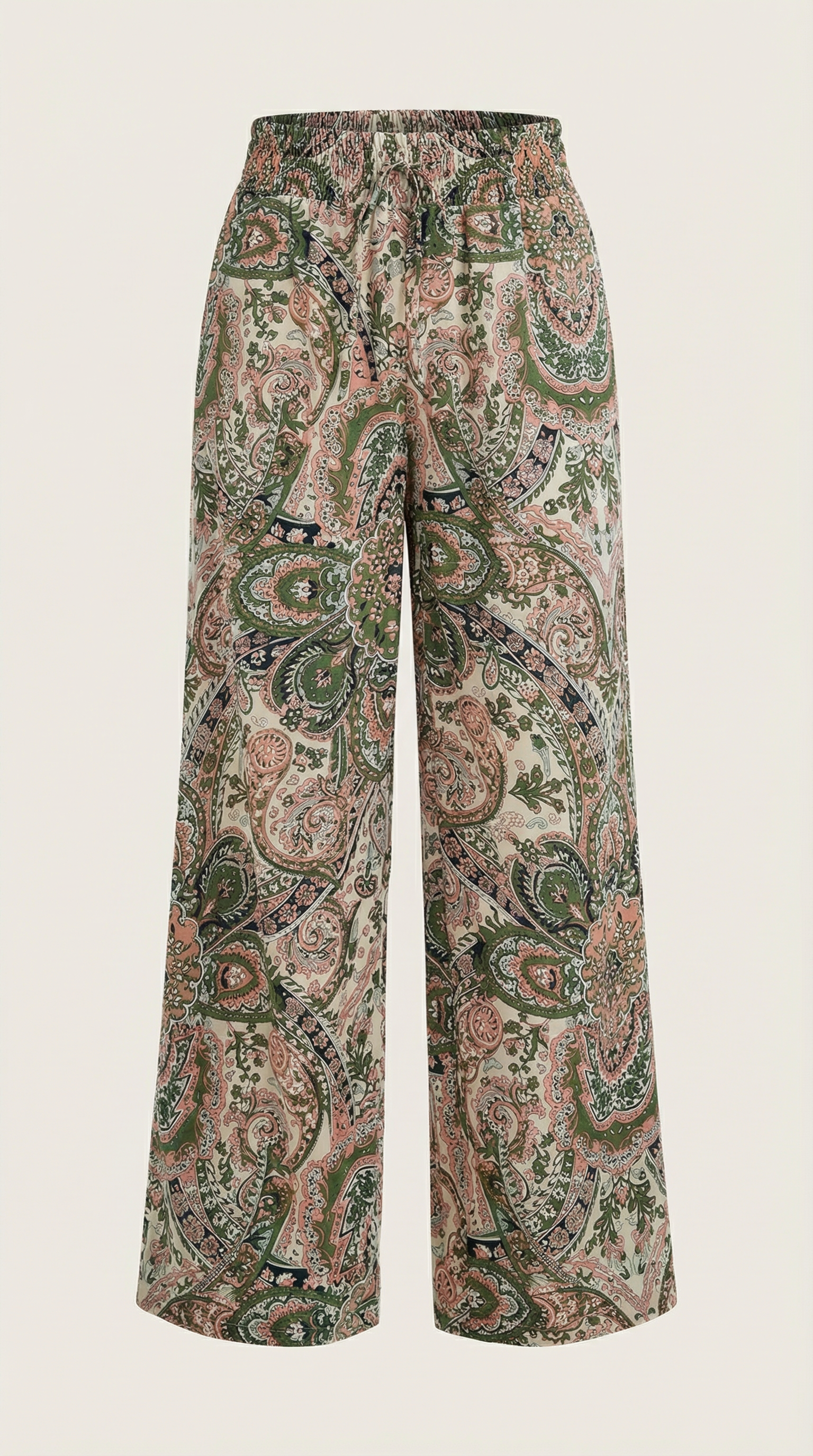 Pantaloni Donna Paisley a Gamba Ampia Bohémien Fluidi