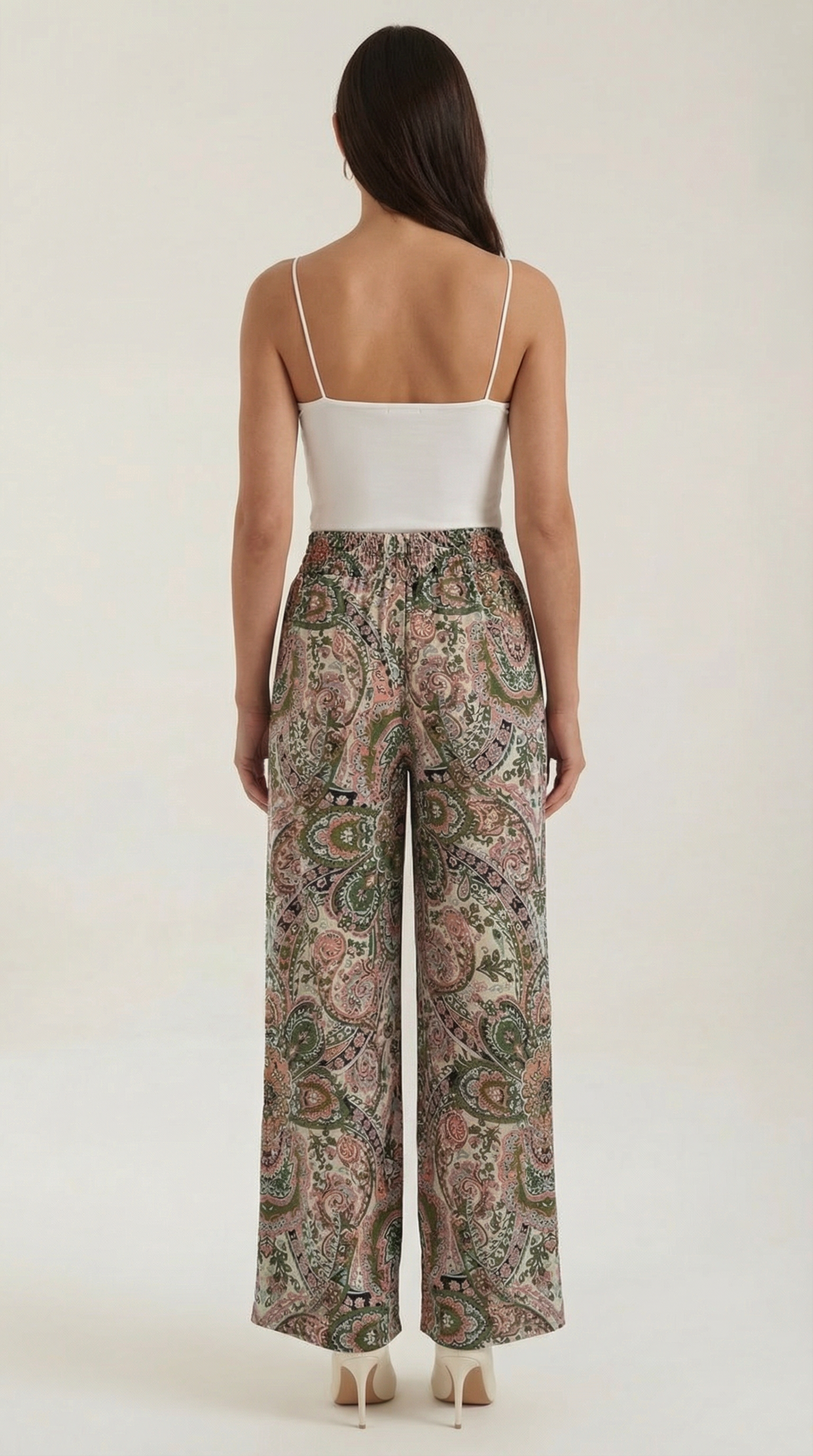 Pantaloni Donna Paisley a Gamba Ampia Bohémien Fluidi