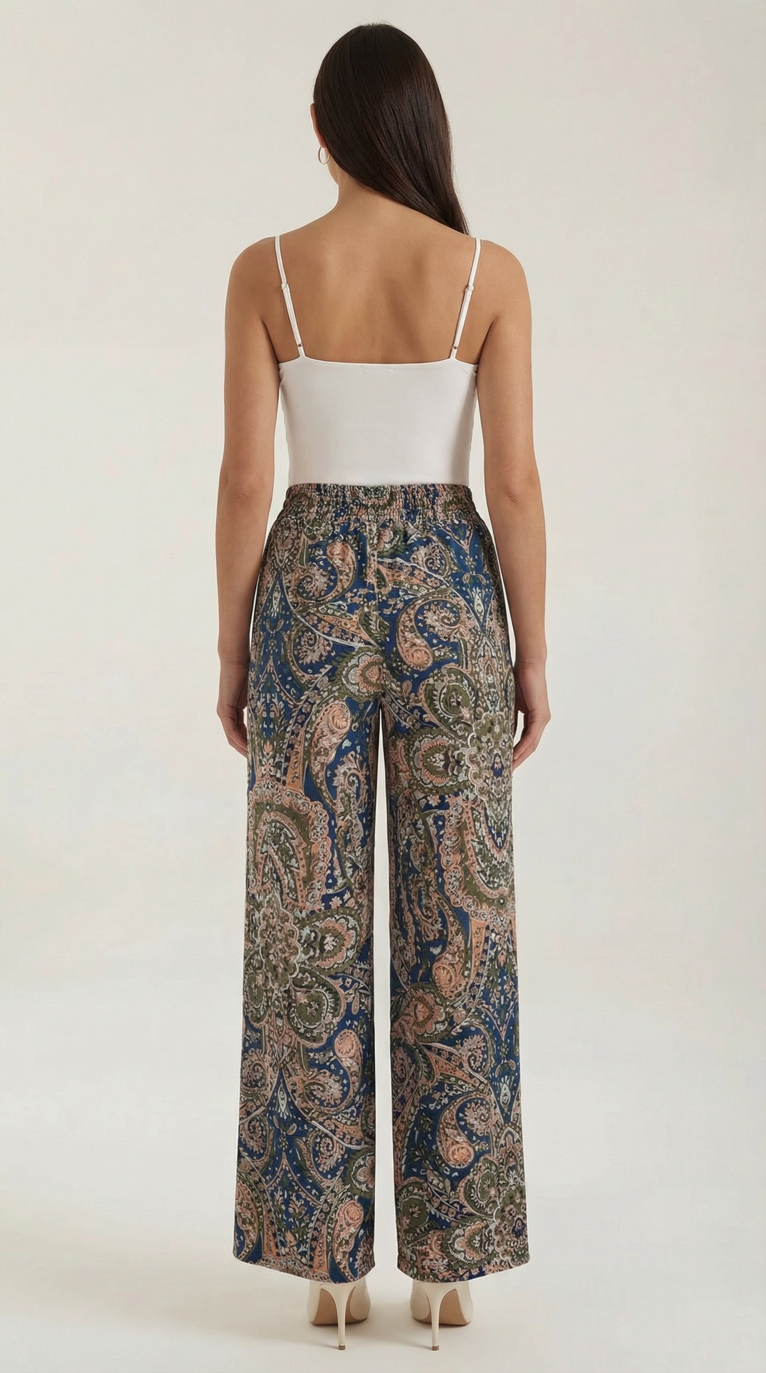 Pantaloni Donna Paisley a Gamba Ampia Bohémien Fluidi
