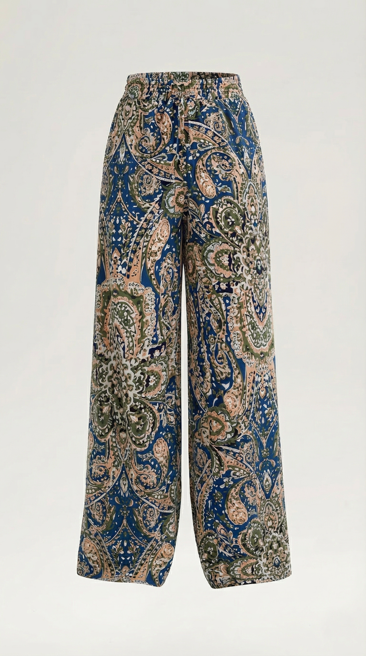 Pantaloni Donna Paisley a Gamba Ampia Bohémien Fluidi