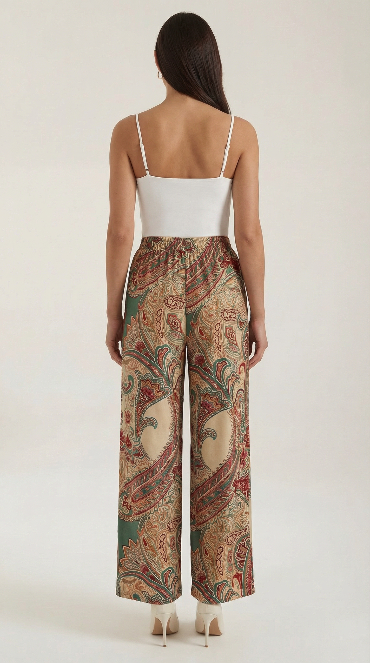 Pantaloni Donna Paisley a Gamba Ampia Bohémien Fluidi