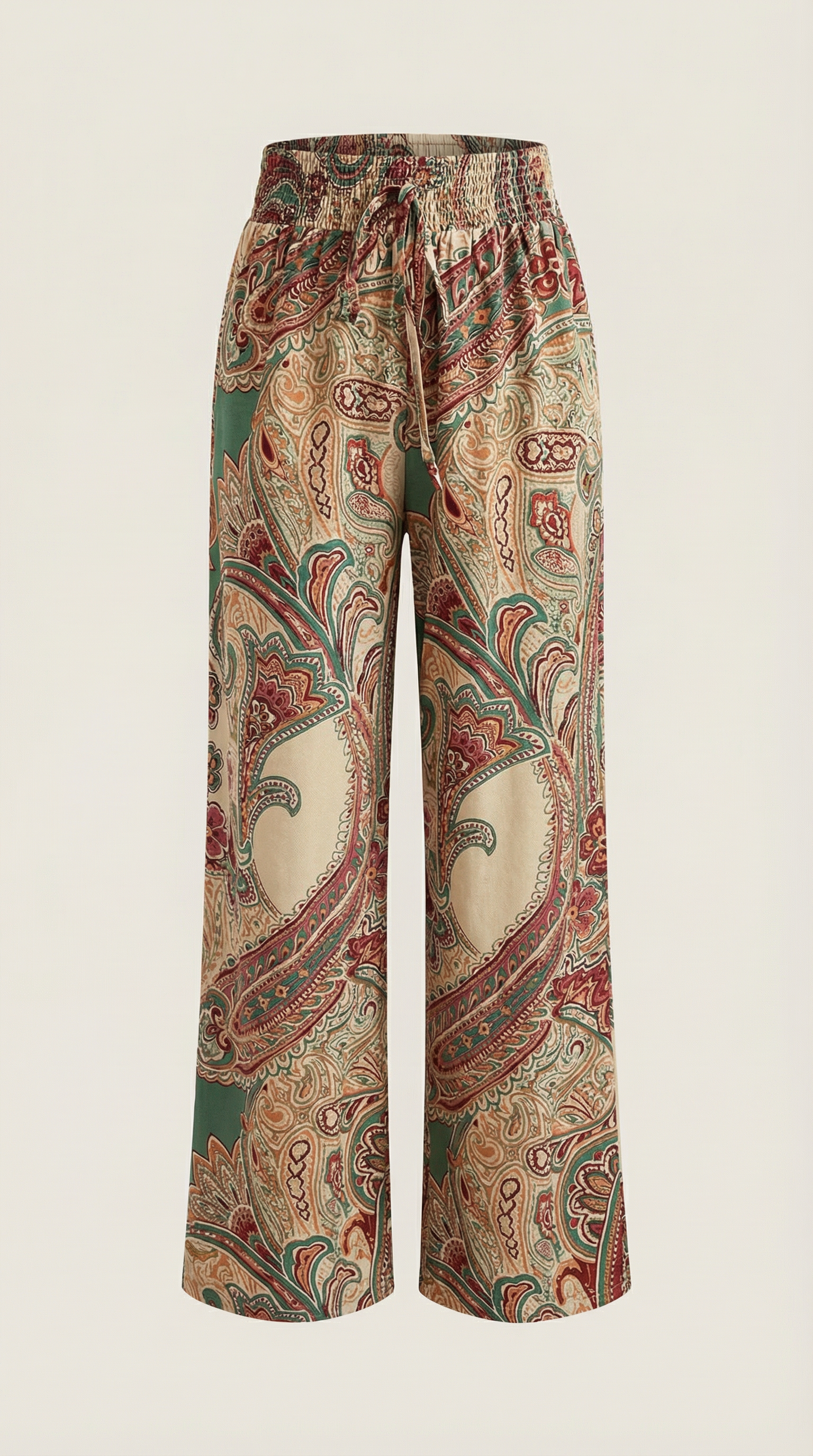 Pantaloni Donna Paisley a Gamba Ampia Bohémien Fluidi