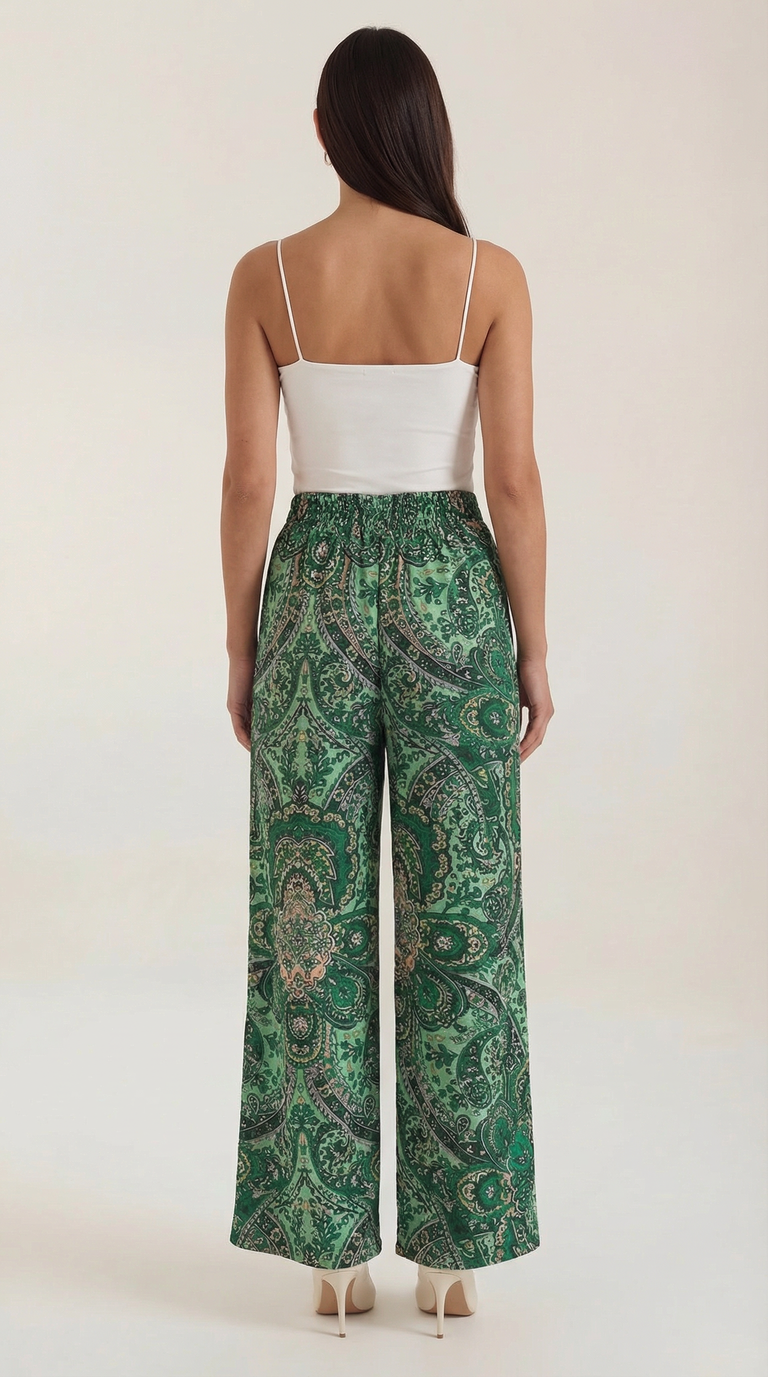 Pantaloni Donna Paisley a Gamba Ampia Bohémien Fluidi