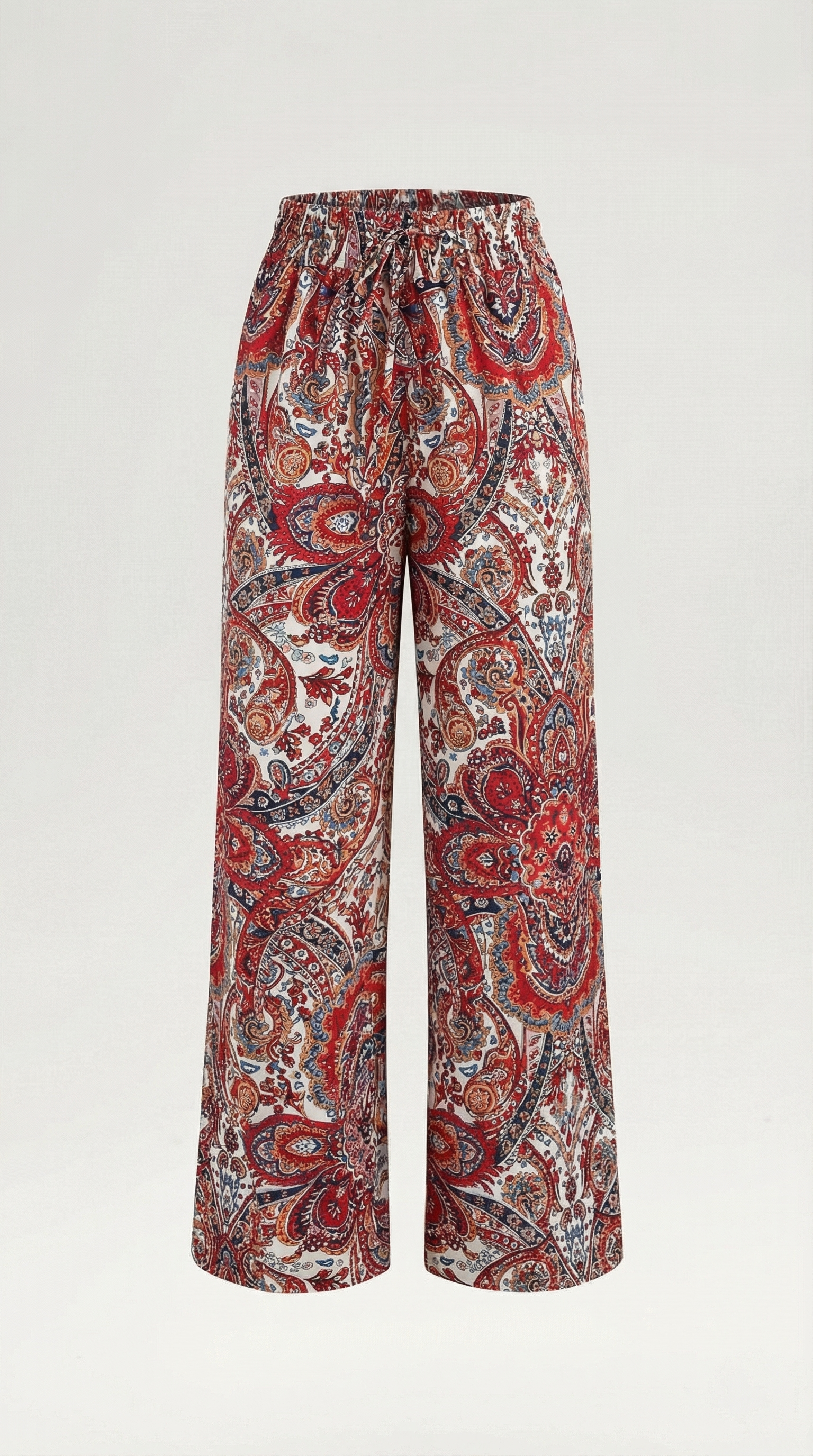 Pantaloni Donna Paisley a Gamba Ampia Bohémien Fluidi