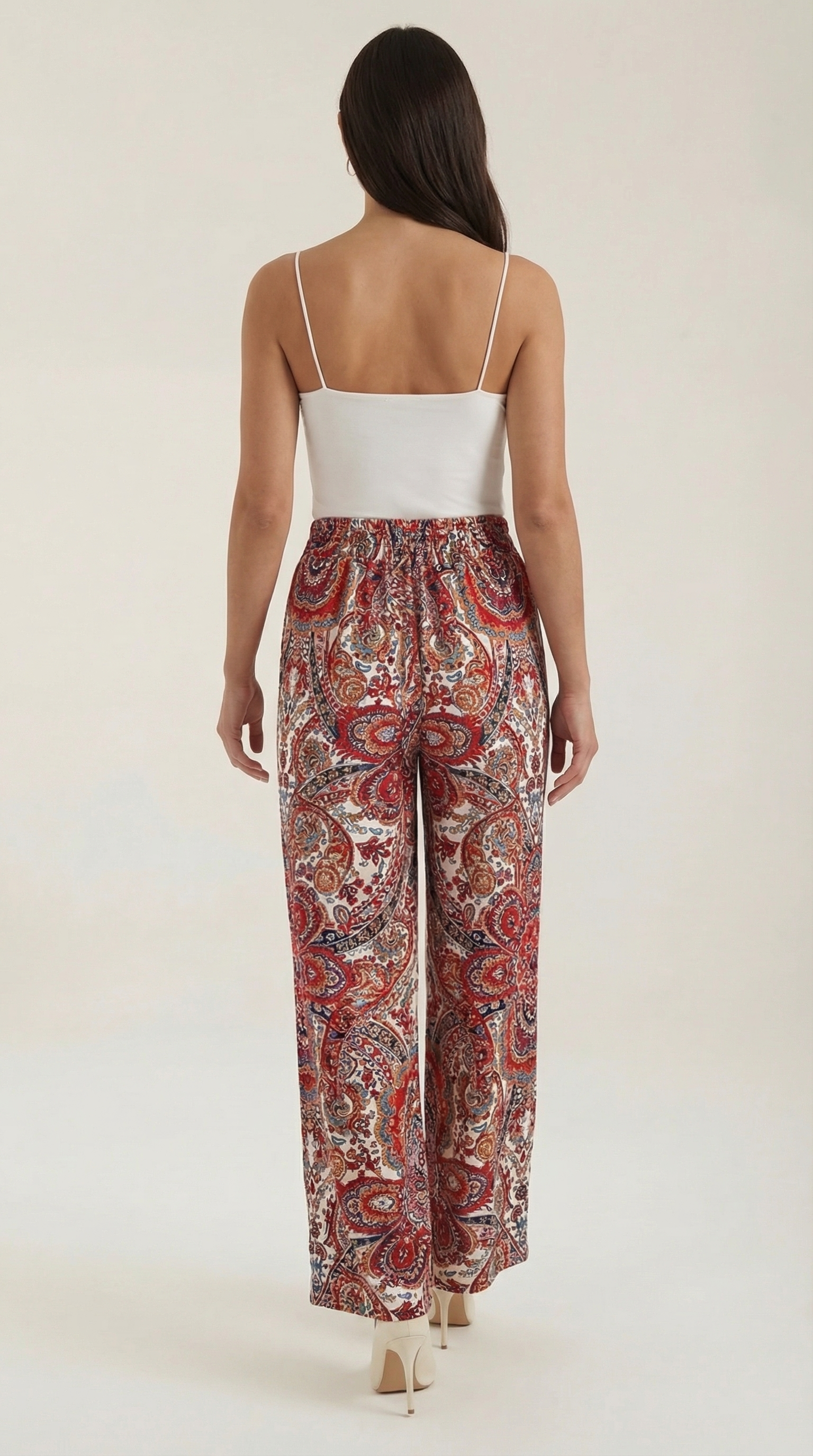 Pantaloni Donna Paisley a Gamba Ampia Bohémien Fluidi