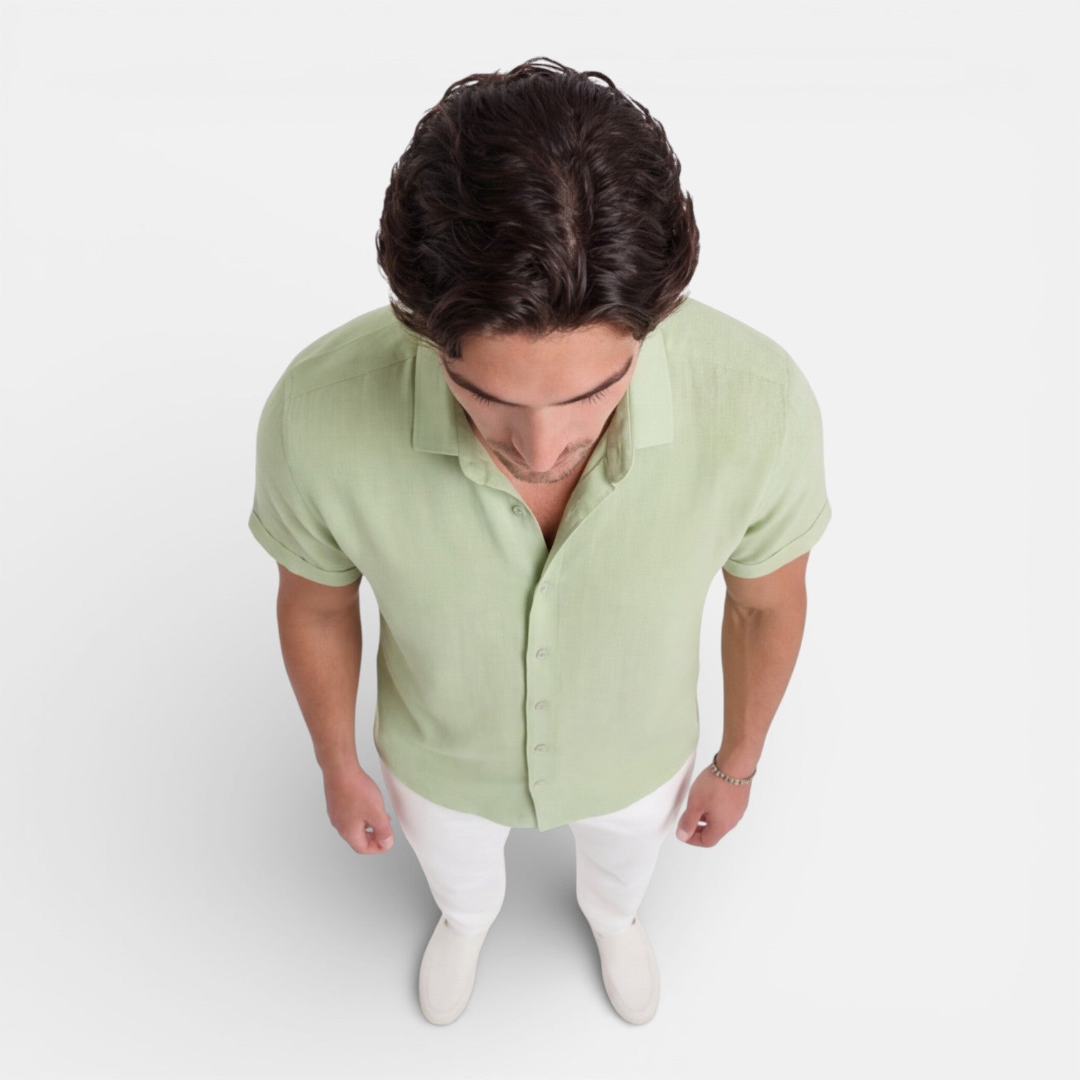 Camicia Lino Uomo Manica Corta Misto Cotone Traspirante Estiva