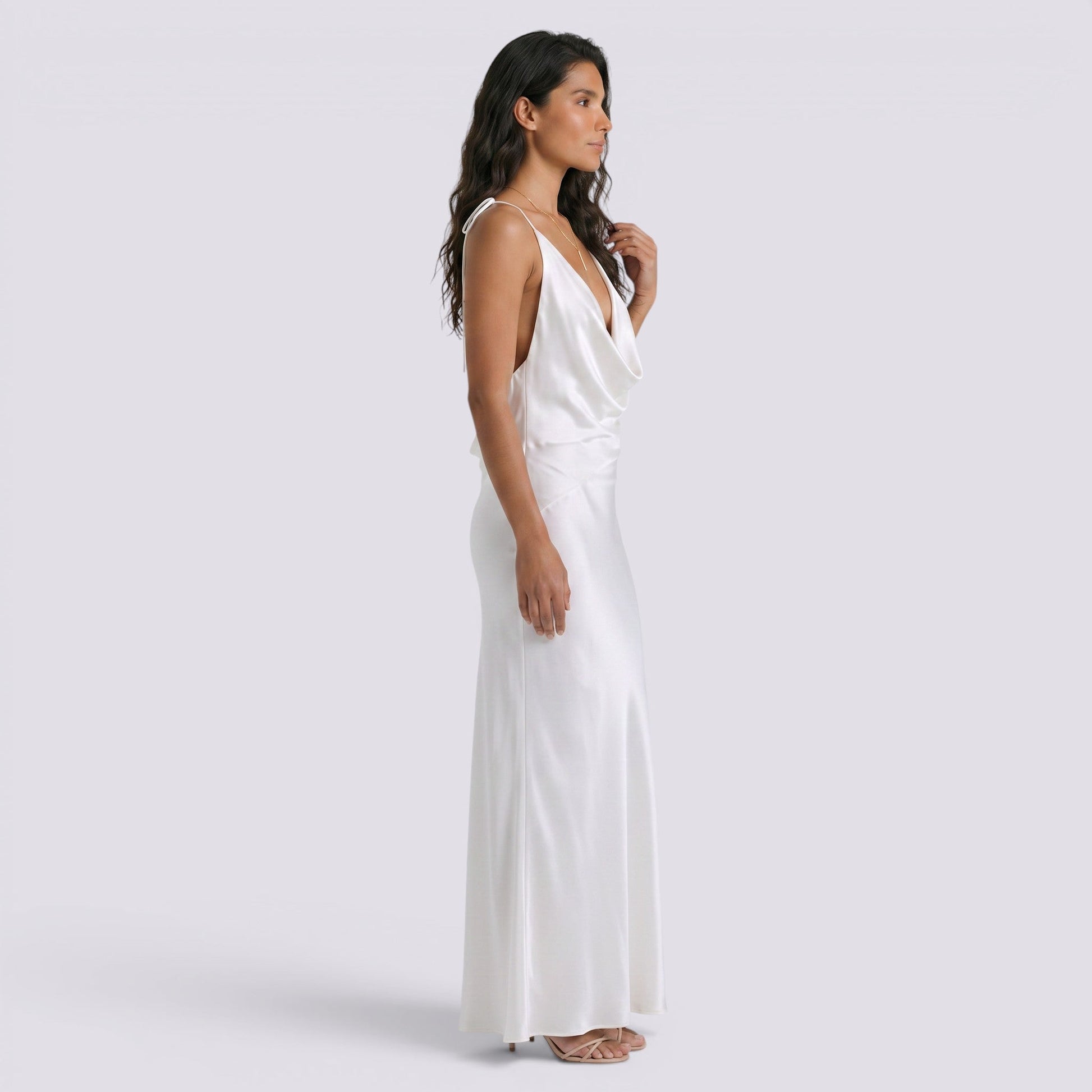Abito Donna Halter in Raso da Sera Elegante