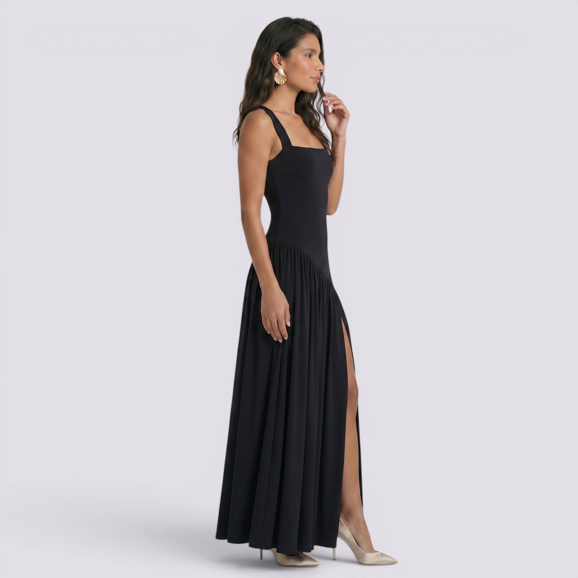 Abito Lungo Donna da Cerimonia Aderente Smanicato Elegante