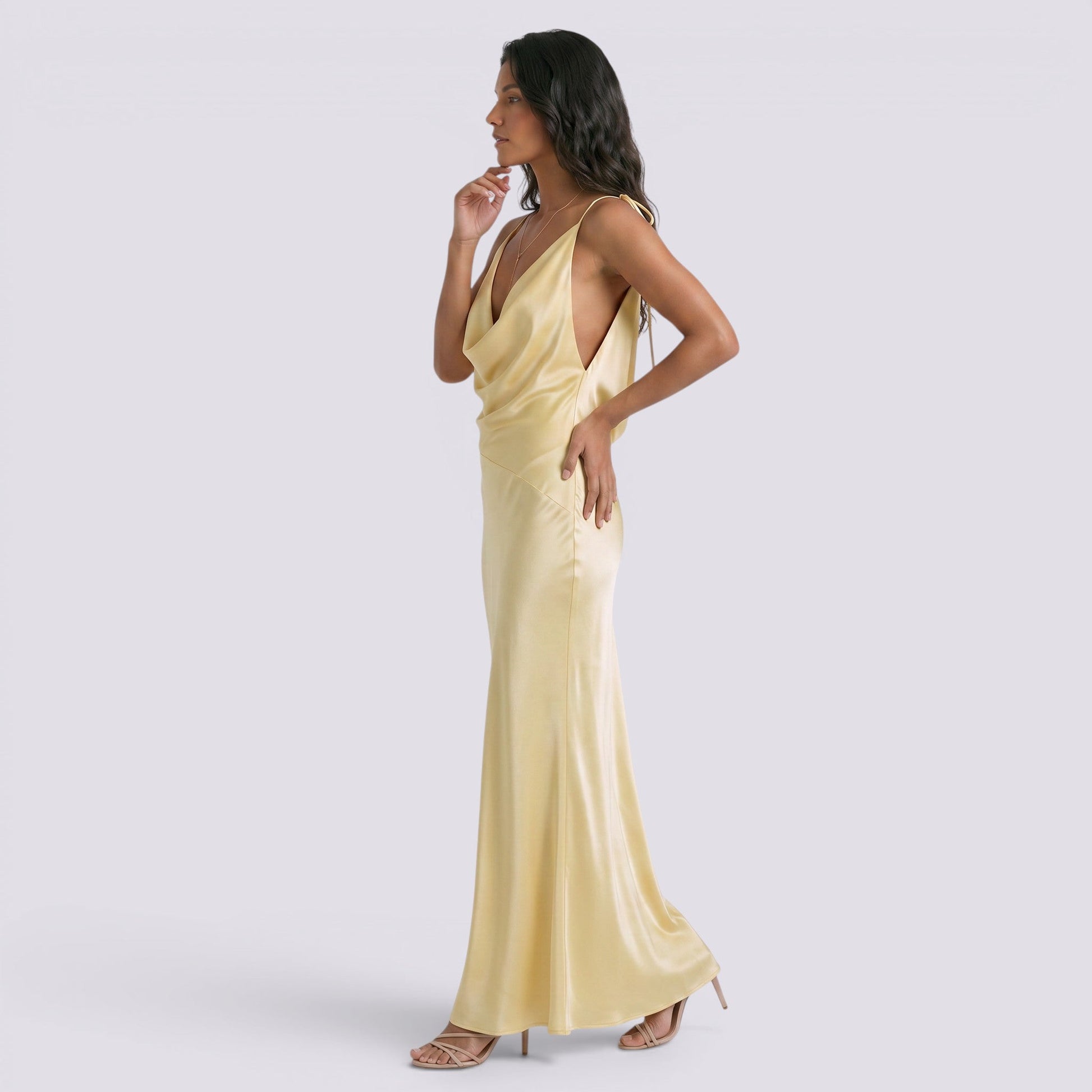 Abito Donna Halter in Raso da Sera Elegante