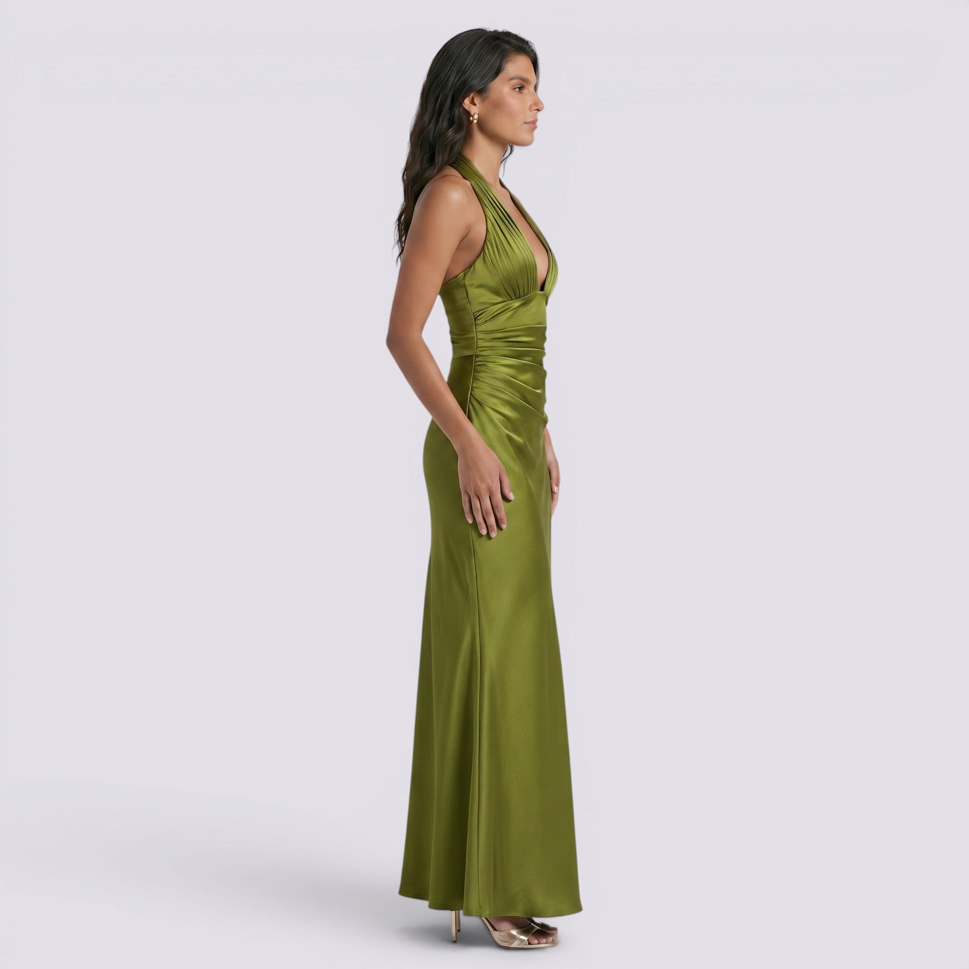 Abito Lungo Donna Halter Fluido Elegante da Cerimonia