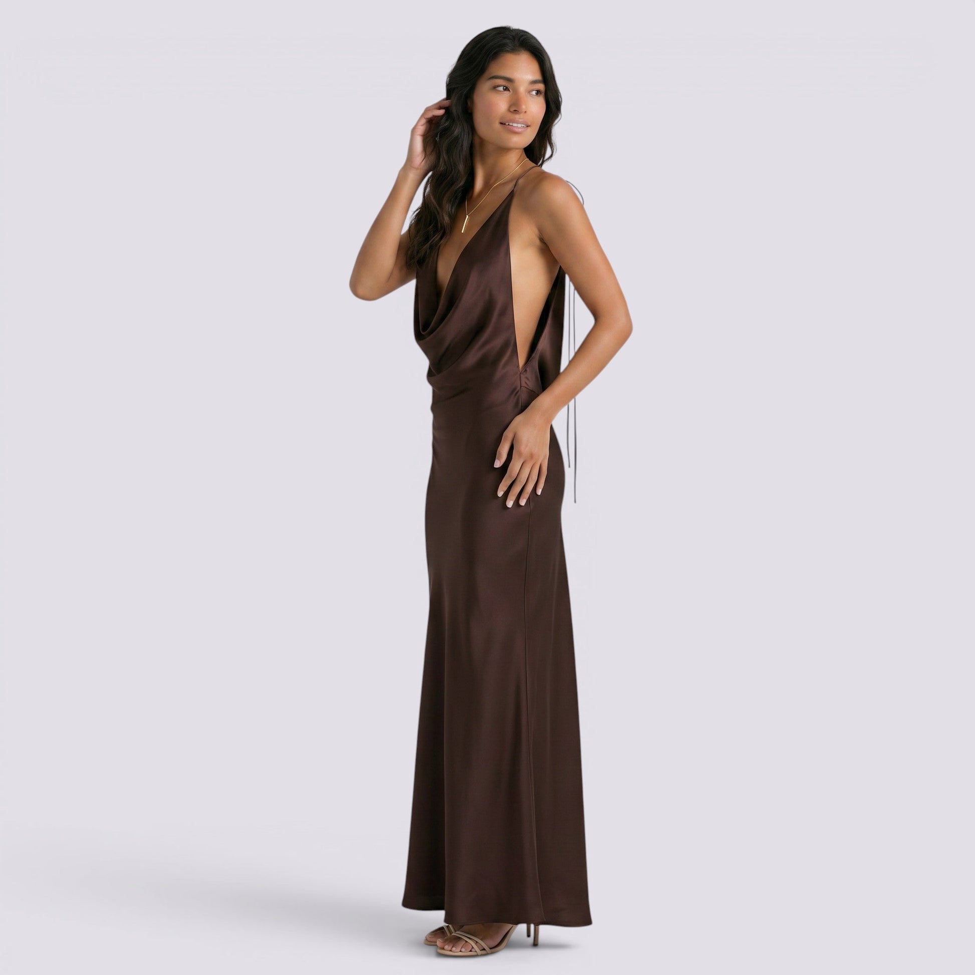 Abito Donna Halter in Raso da Sera Elegante