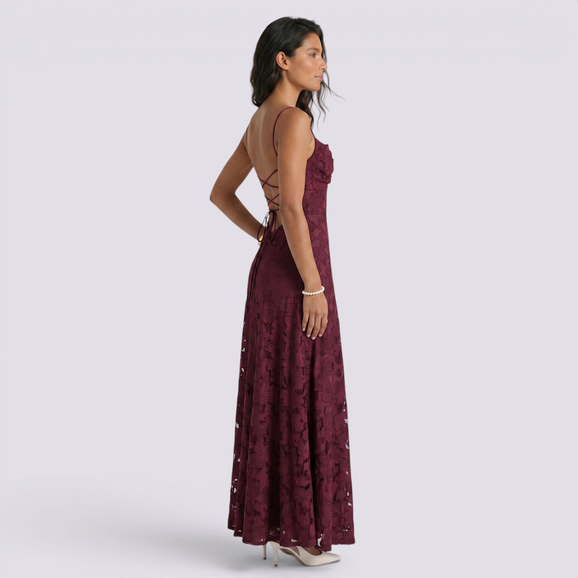 Abito Lungo Donna da Cerimonia Schiena Aperta Elegante