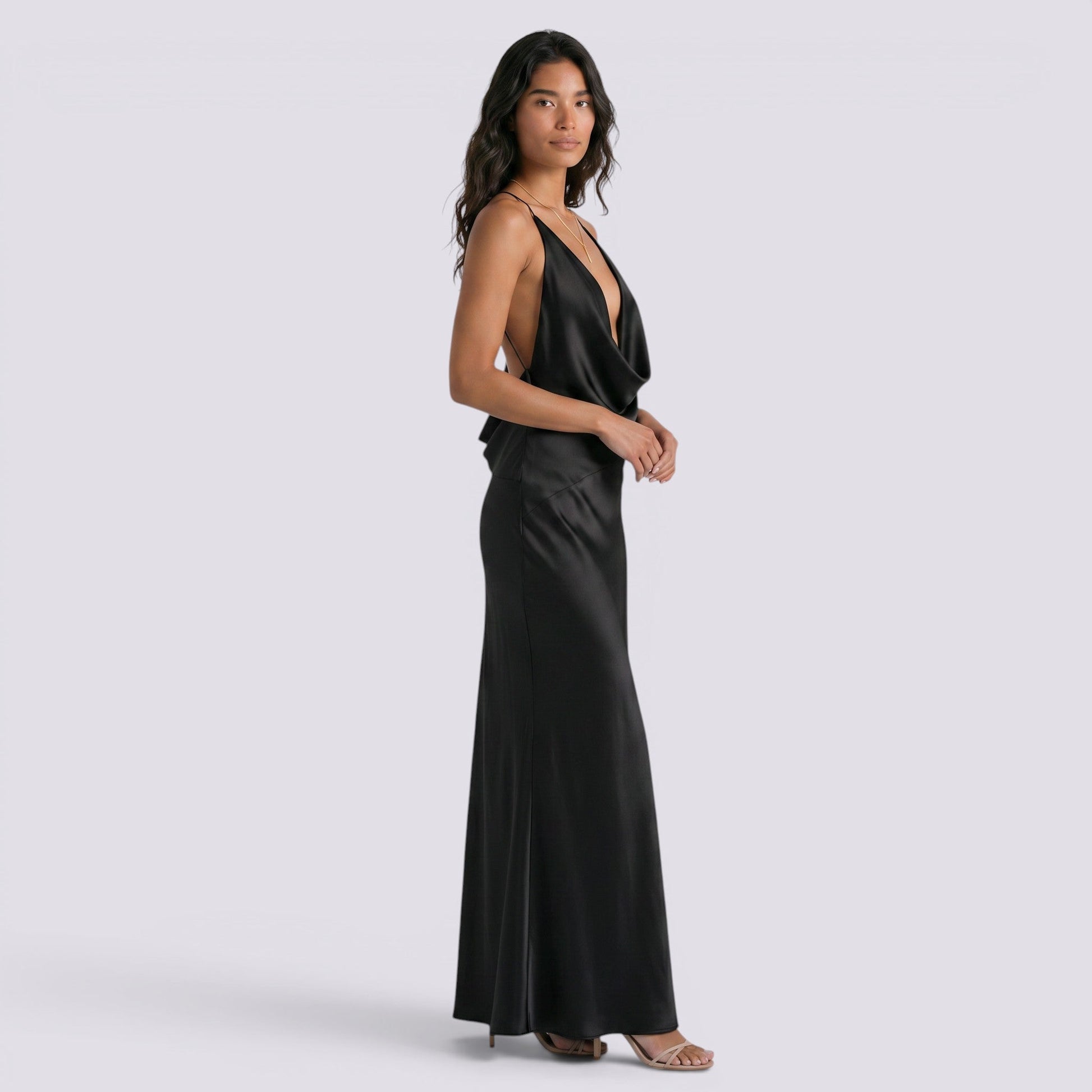 Abito Donna Halter in Raso da Sera Elegante