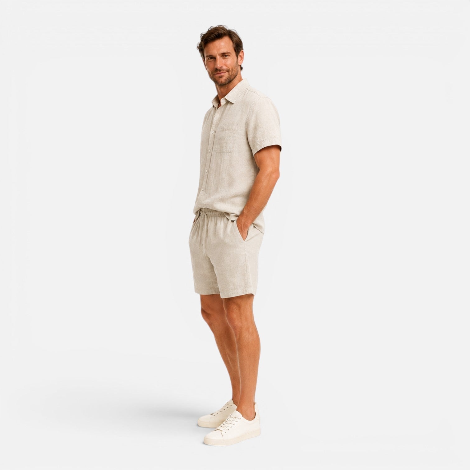 Completo Uomo Estivo Camicia e Shorts Leggero Traspirante