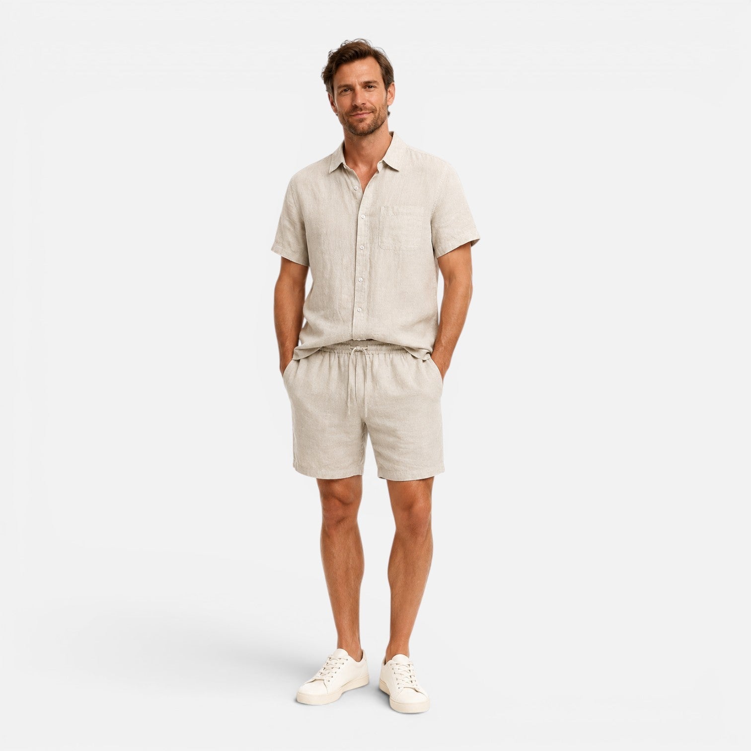 Completo Uomo Estivo Camicia e Shorts Leggero Traspirante