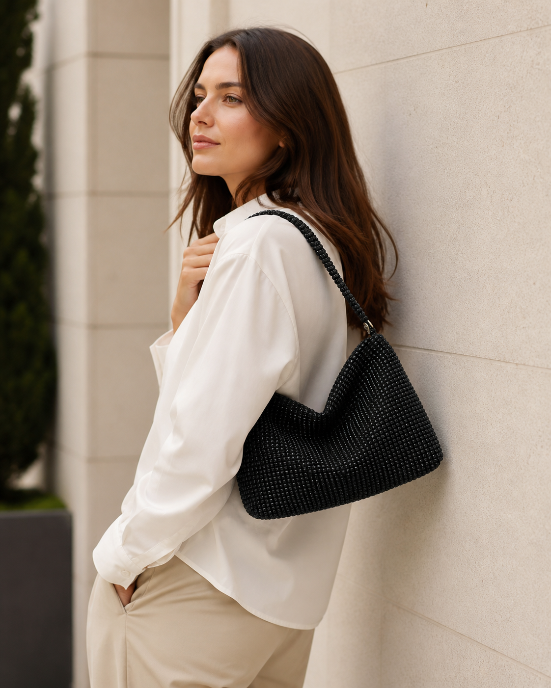 Borsa Donna a Spalla con Strass Struttura Geometrica