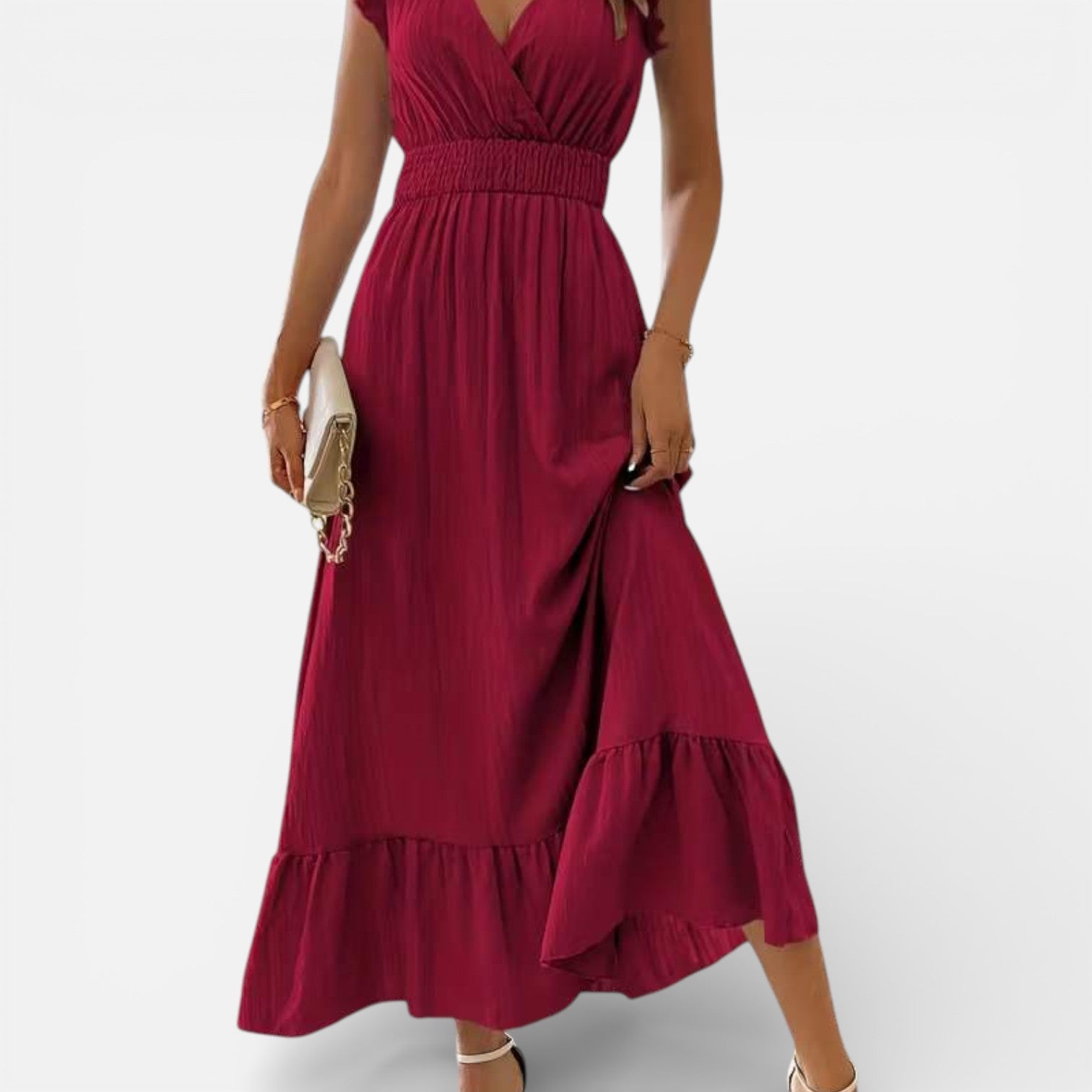 Abito Lungo Donna Smanicato a Portafoglio Elegante