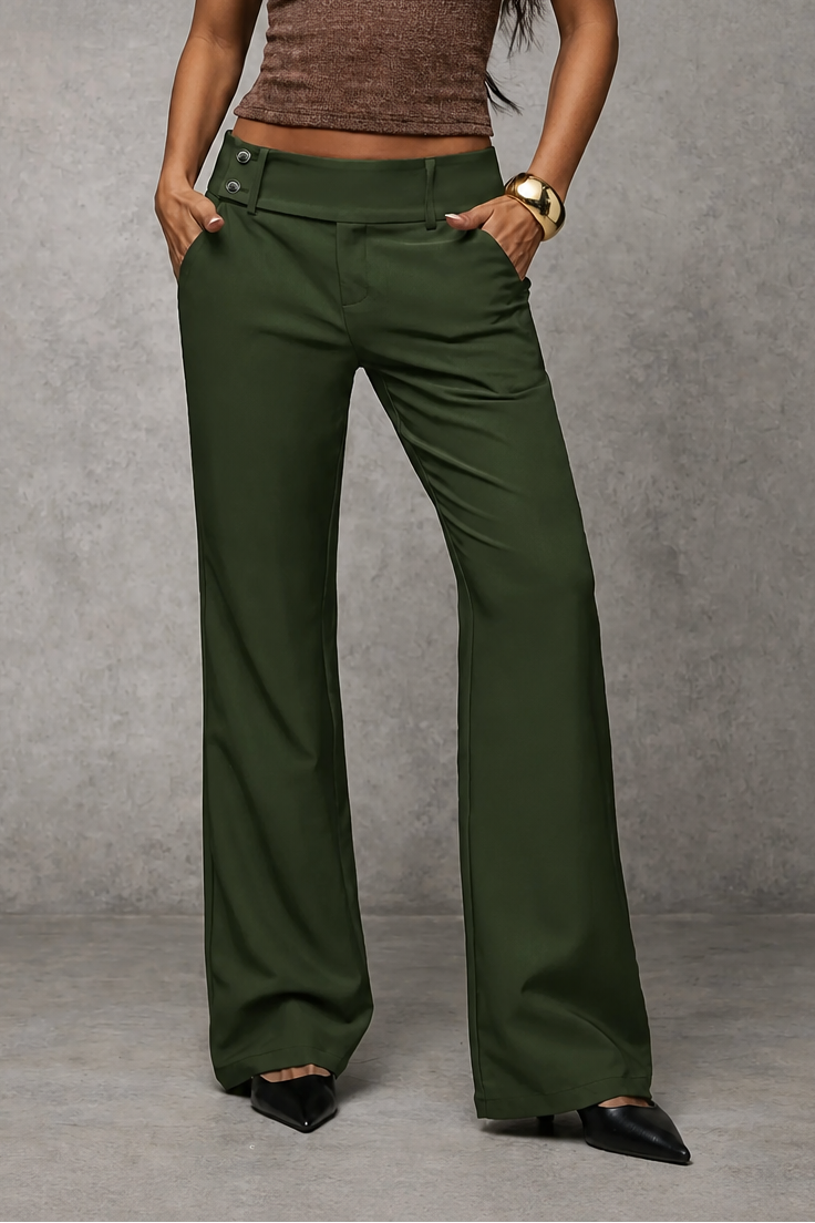 Pantaloni Donna Palazzo a Vita Alta Eleganti Fascia Larga