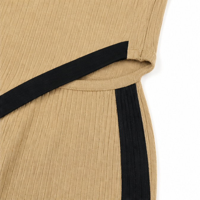 Completo Donna Due Pezzi a Coste Asimmetrico Pantaloni a Zampa