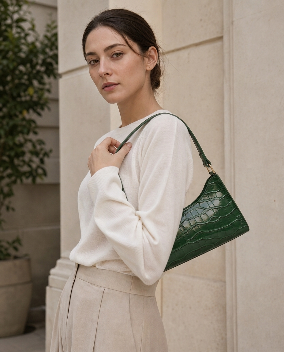 Borsa Donna a Spalla Effetto Cocco Chiusura con Zip