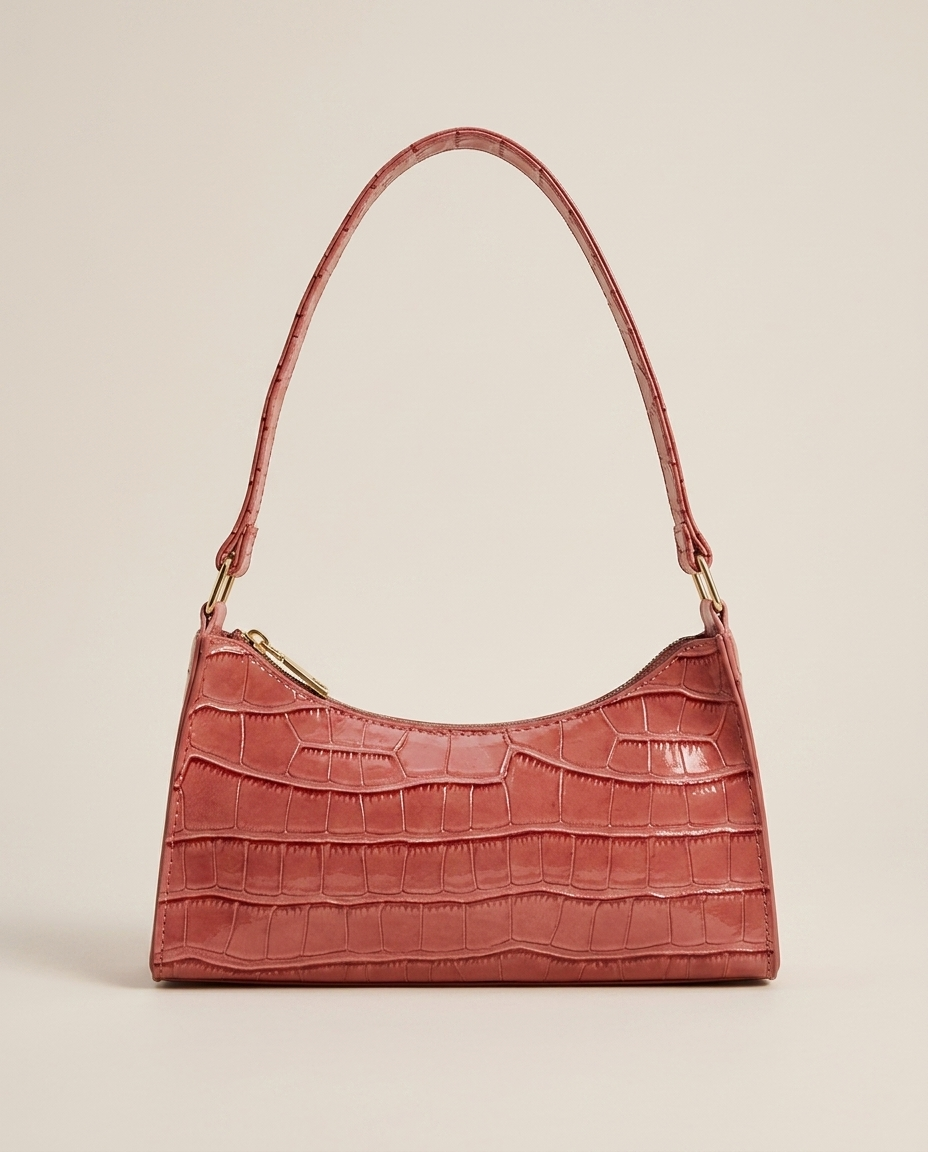 Borsa Donna a Spalla Effetto Cocco Chiusura con Zip