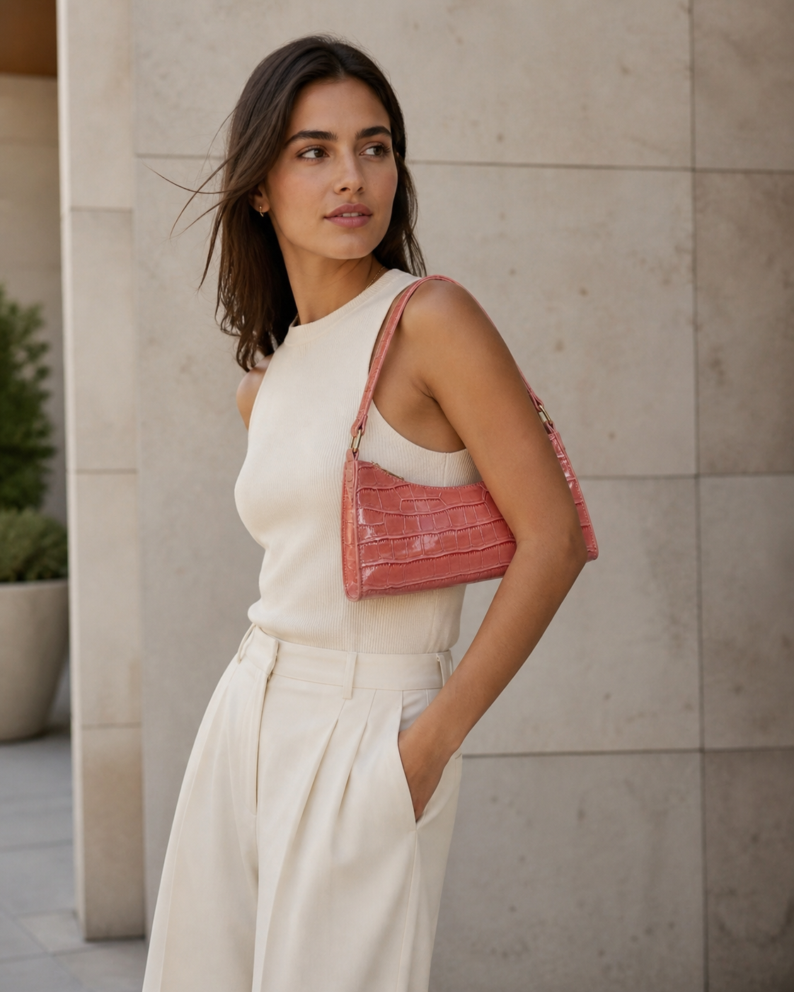 Borsa Donna a Spalla Effetto Cocco Chiusura con Zip