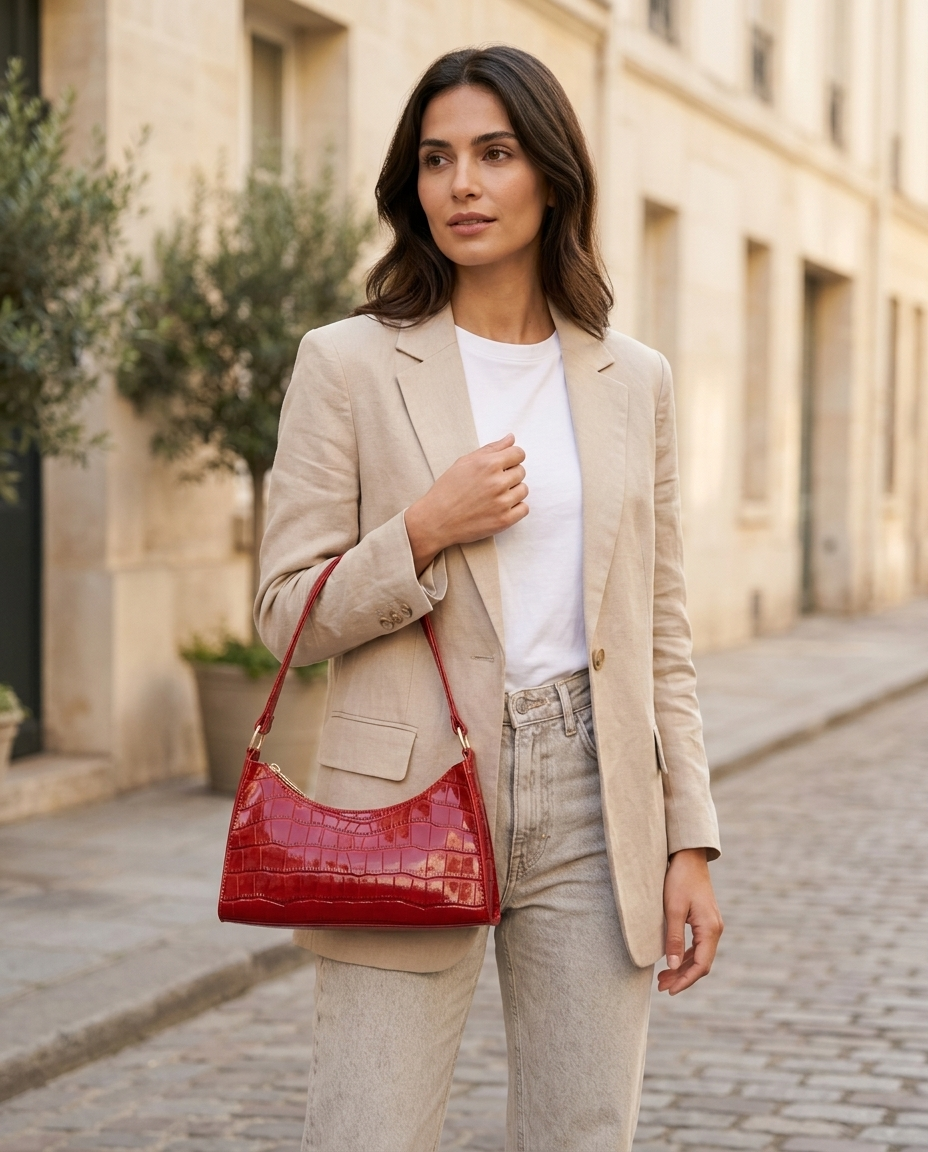 Borsa Donna a Spalla Effetto Cocco Chiusura con Zip