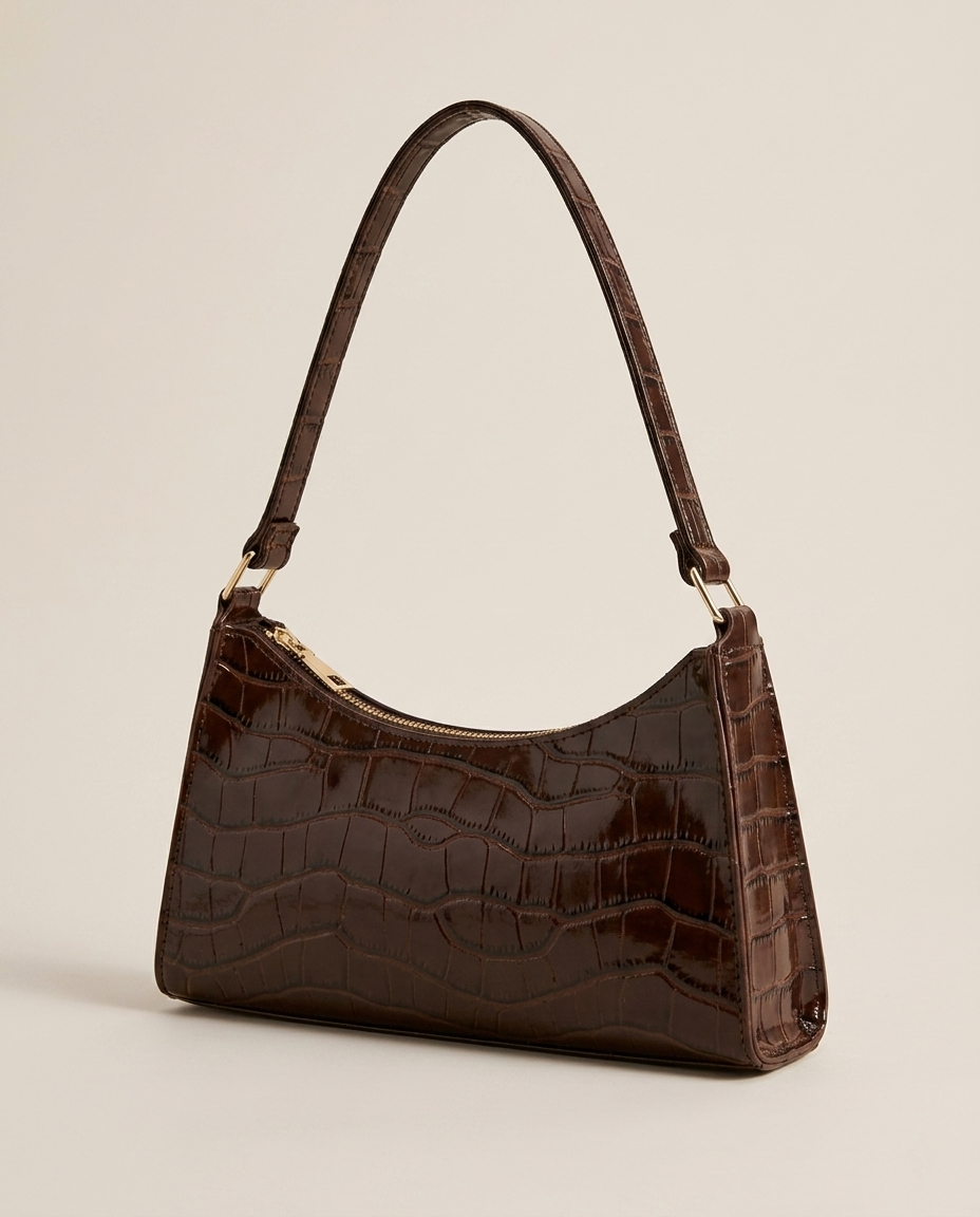 Borsa Donna a Spalla Effetto Cocco Chiusura con Zip