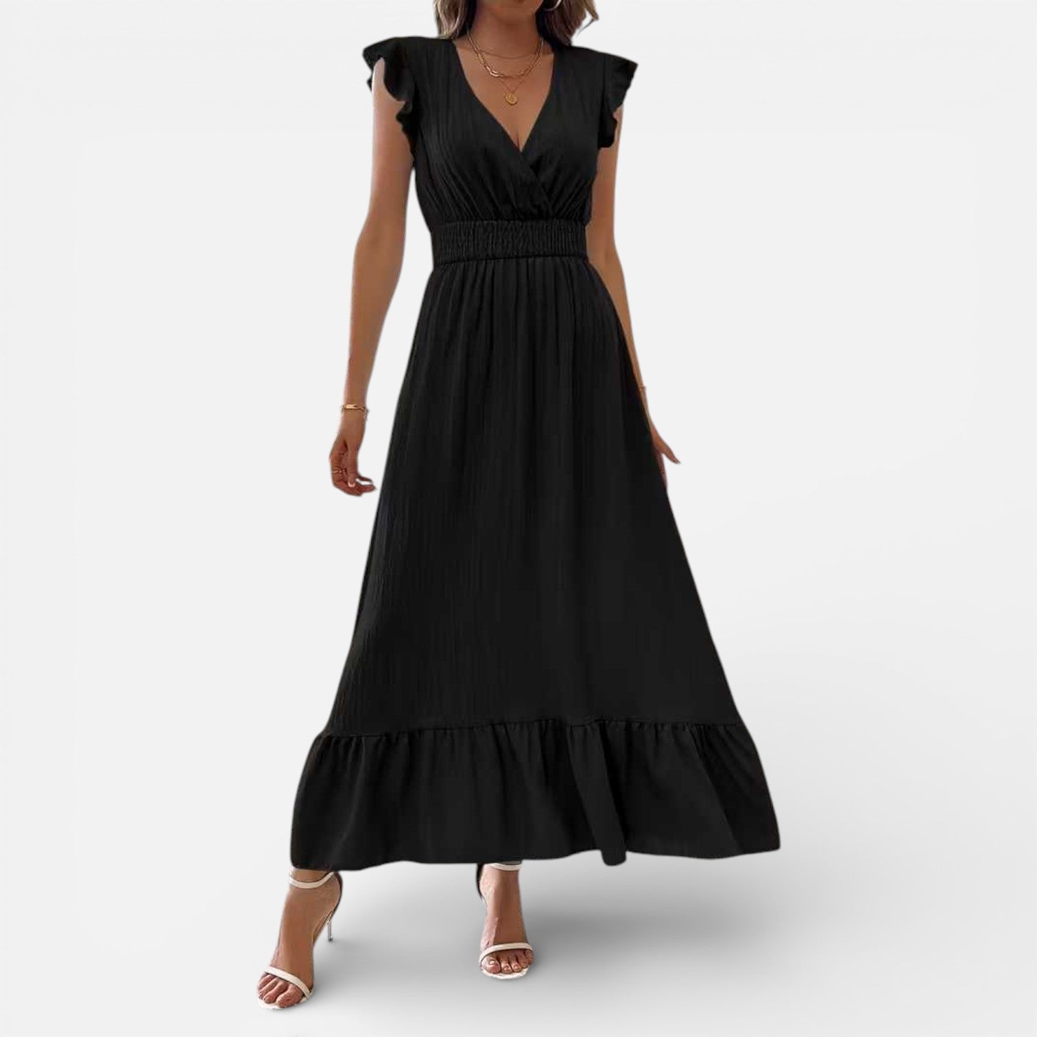 Abito Lungo Donna Smanicato a Portafoglio Elegante