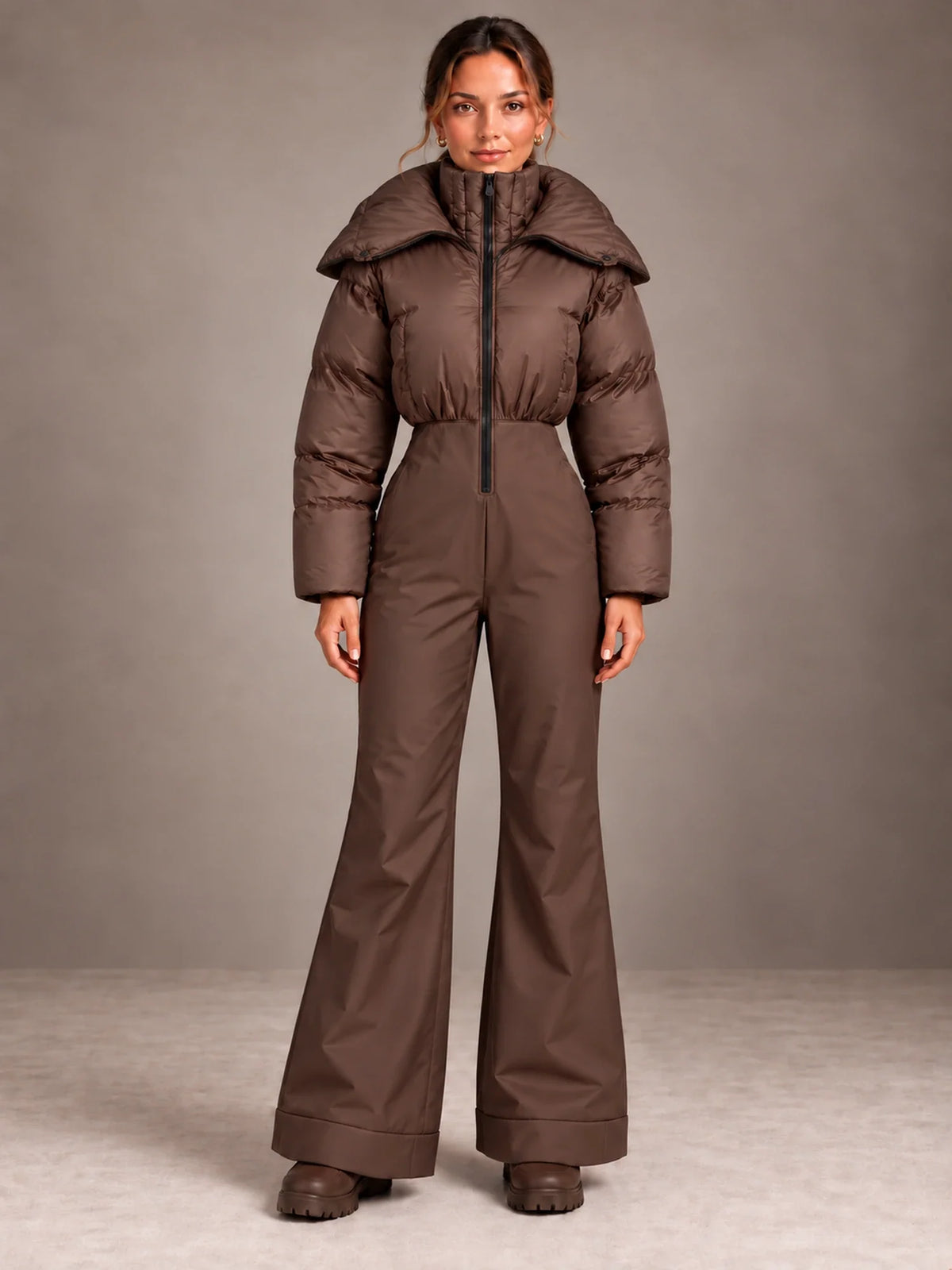 Tuta da Sci Donna Intera Antivento Color Block con Cappuccio