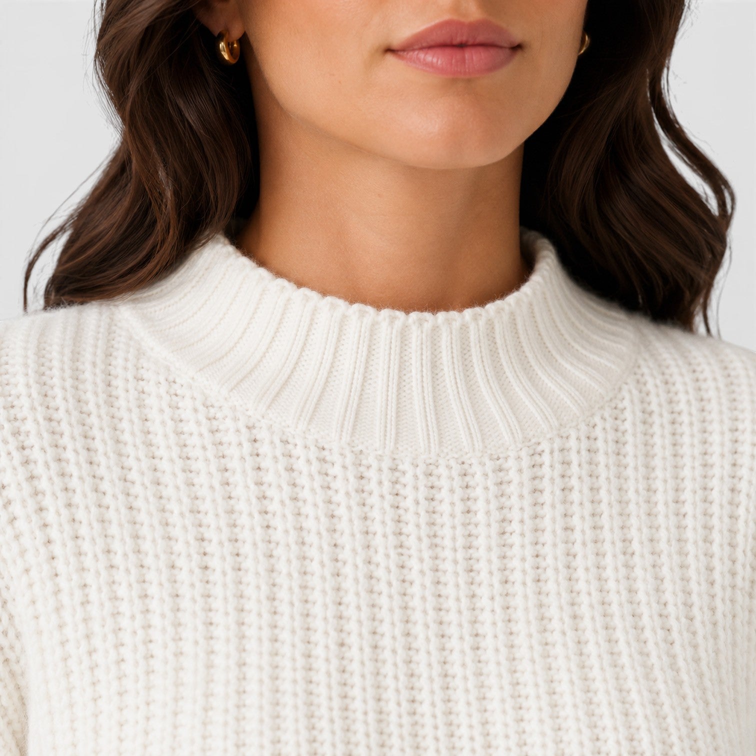 Maglione Donna Corto Mezzo Collo Alto Maniche a Campana
