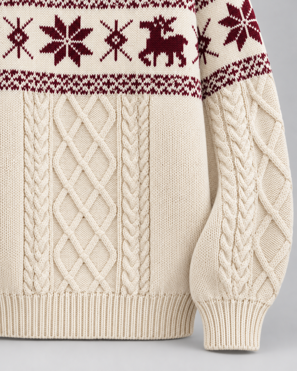 Maglione Natalizio Donna Oversize Trecce e Renne Tonali