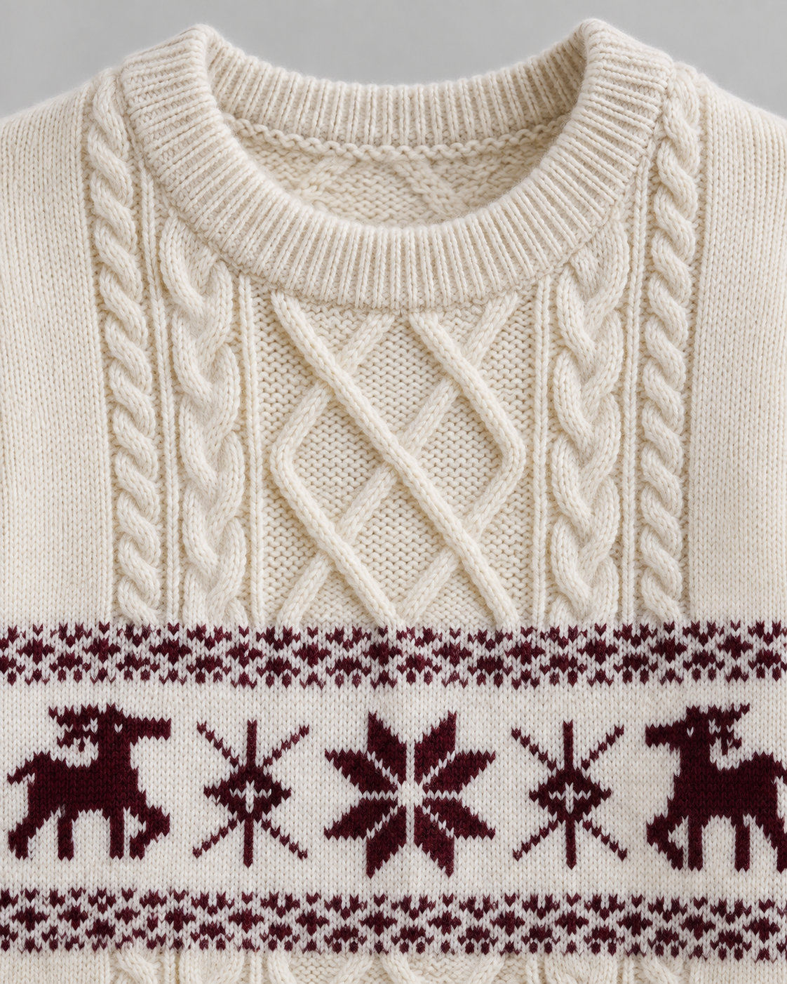 Maglione Natalizio Donna Oversize Trecce e Renne Tonali