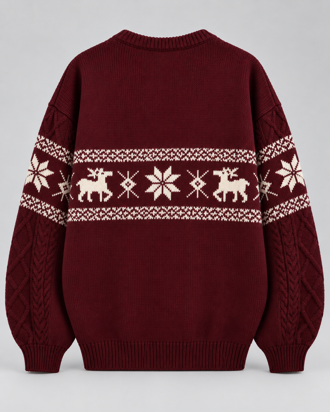 Maglione Natalizio Donna Oversize Trecce e Renne Tonali