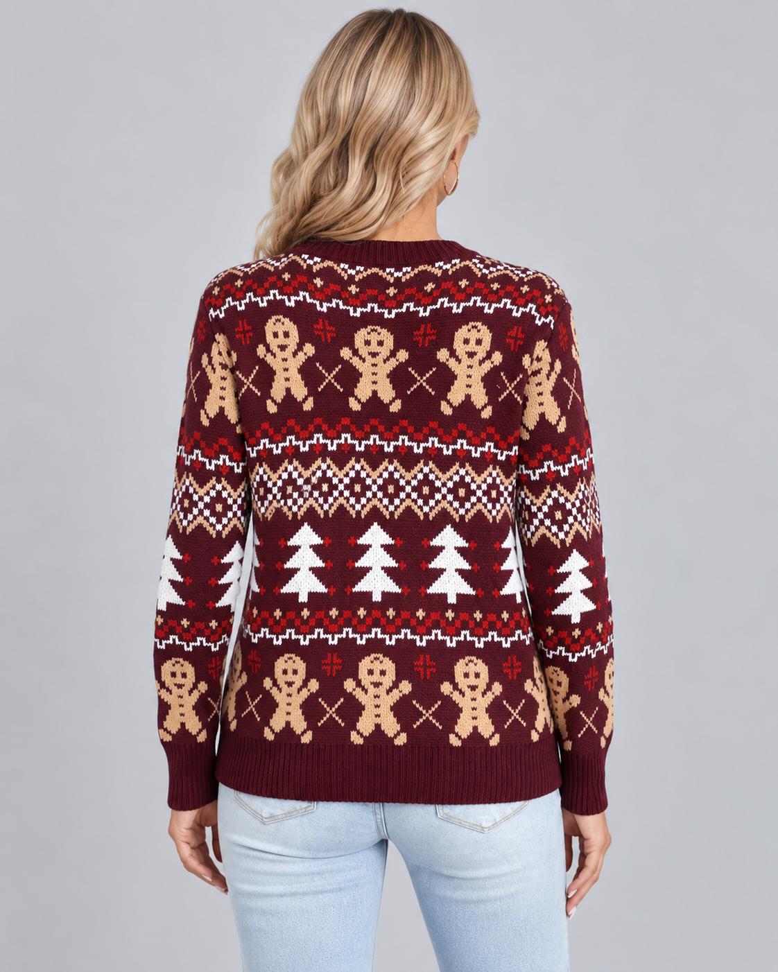 Maglione Natalizio Donna Fair Isle Omini di Pan di Zenzero