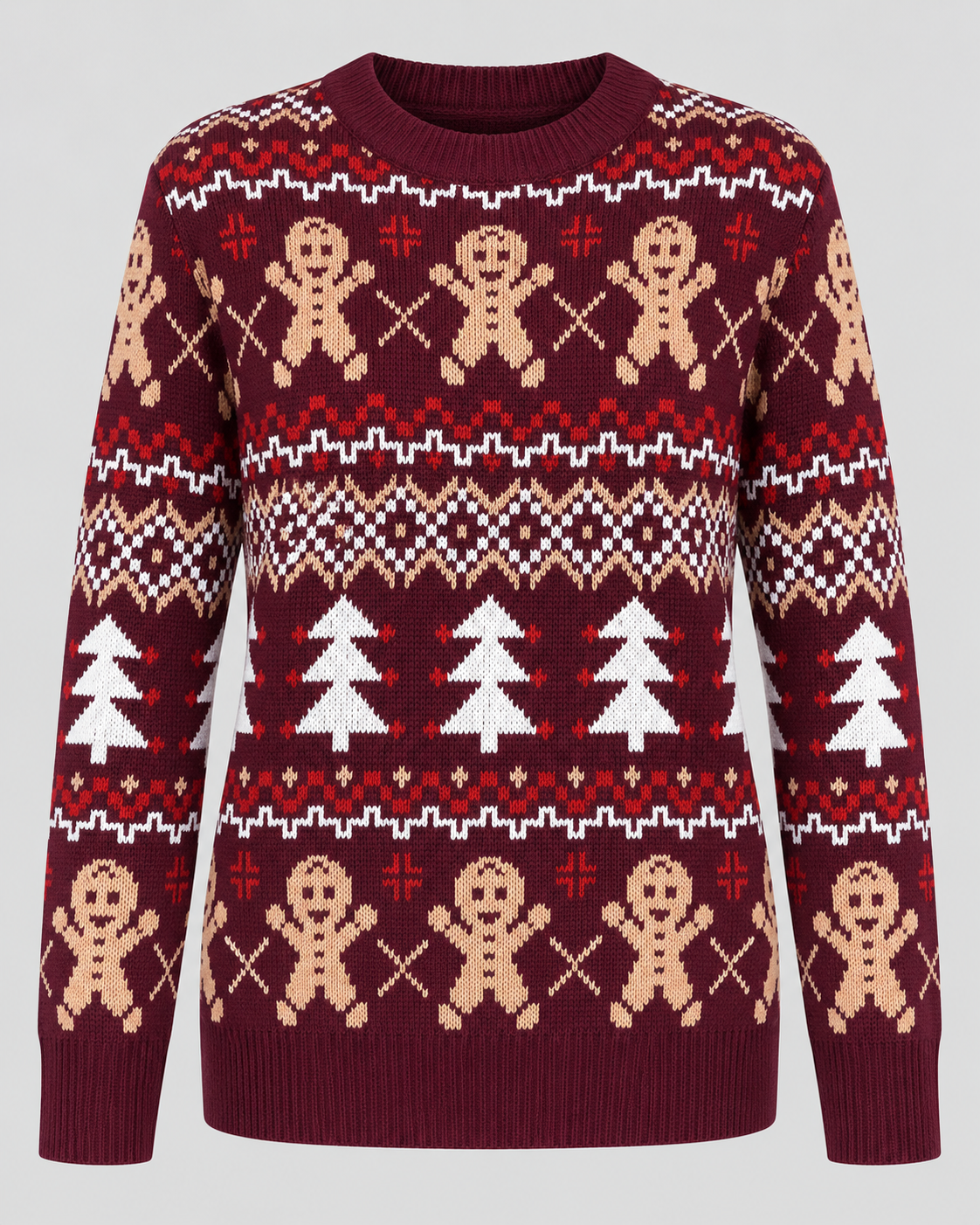 Maglione Natalizio Donna Fair Isle Omini di Pan di Zenzero