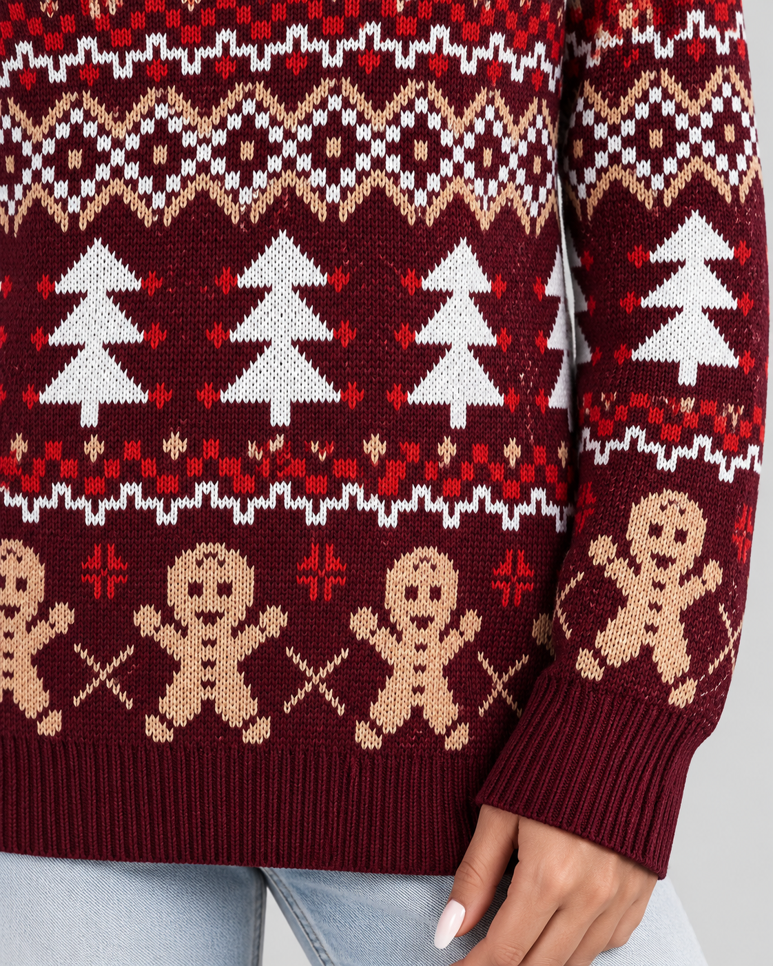 Maglione Natalizio Donna Fair Isle Omini di Pan di Zenzero