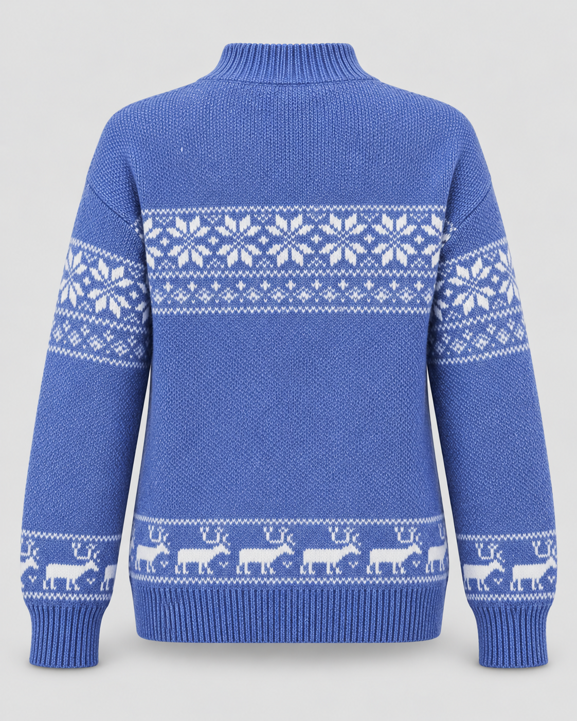 Maglione Natalizio Donna Fair Isle Collo Mock Renne sull'Orlo