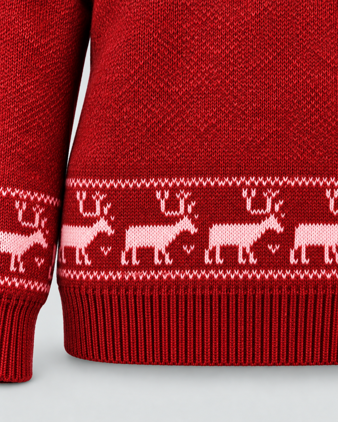 Maglione Natalizio Donna Fair Isle Collo Mock Renne sull'Orlo