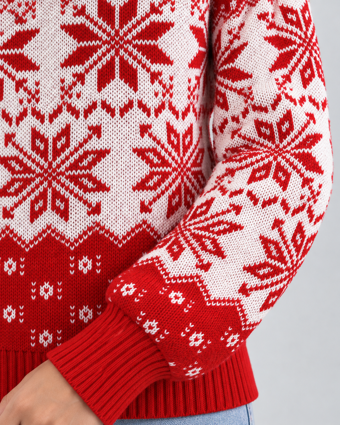Maglione Natalizio Donna Dolcevita Fiocchi di Neve Integrali