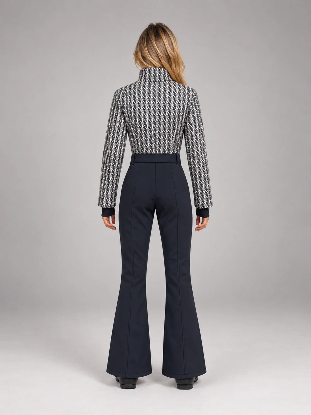 Tuta da Sci Donna Intera Effetto Tweed con Cintura Elegante