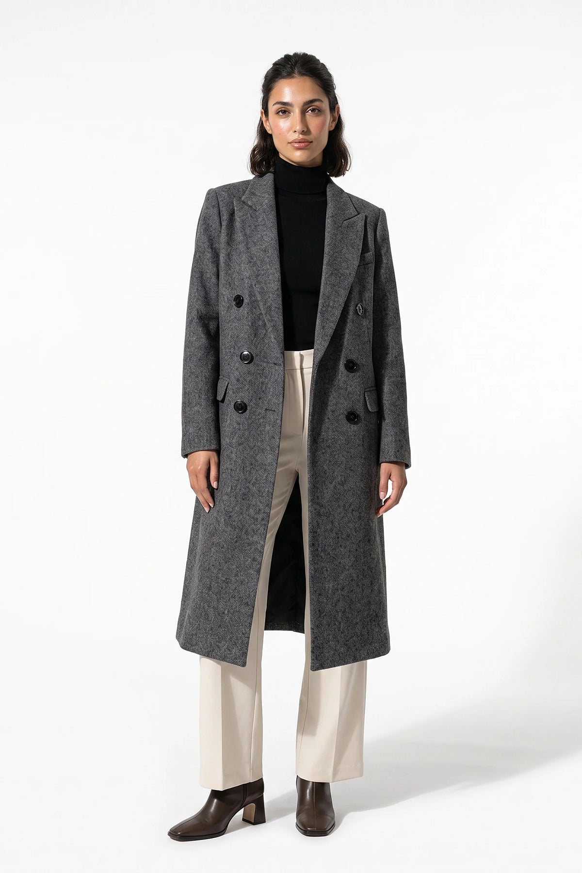 Trench Donna Lungo Doppiopetto Revers a Lancia Invernale Caldo