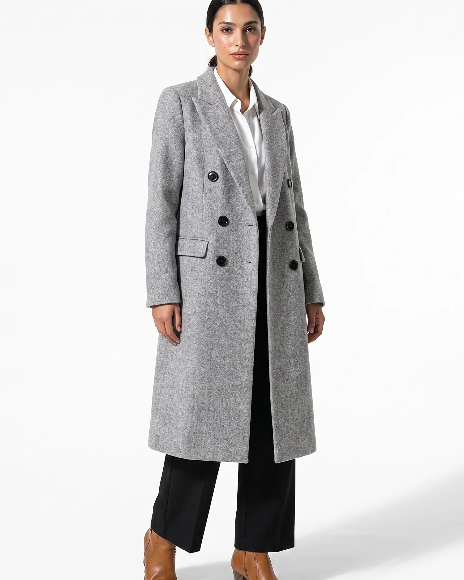 Trench Donna Lungo Doppiopetto Revers a Lancia Invernale Caldo
