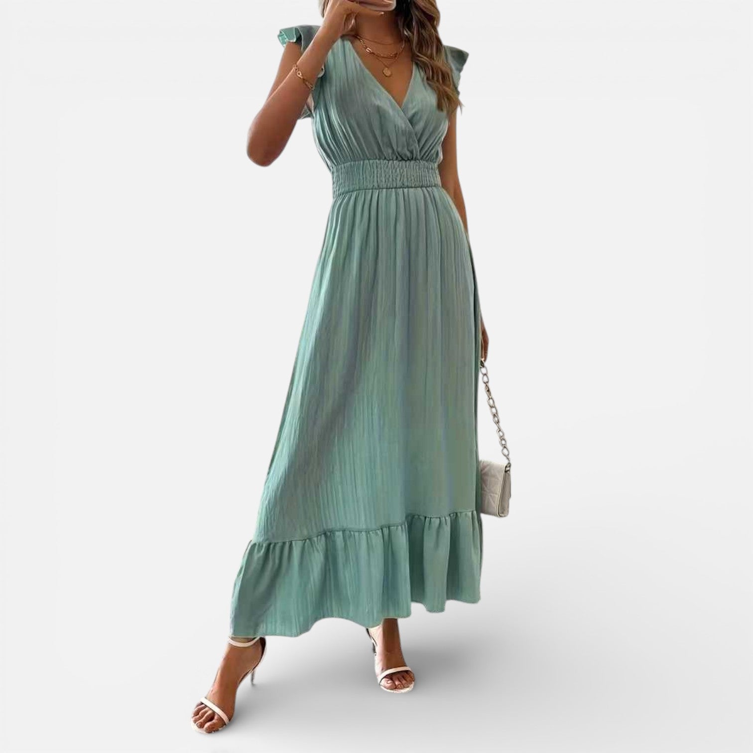 Abito Lungo Donna Smanicato a Portafoglio Elegante