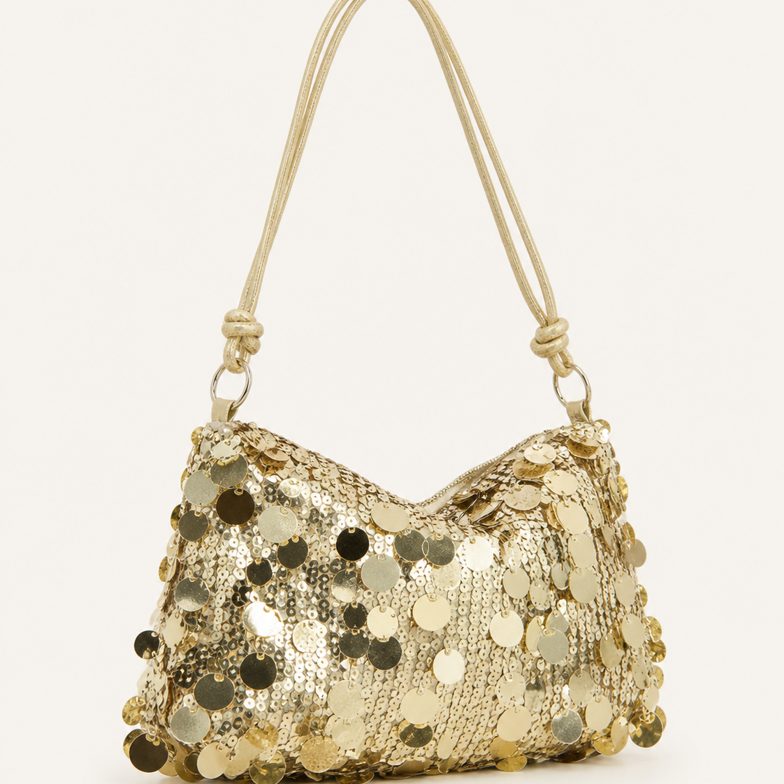 Borsa Donna a Spalla con Paillettes Forma Arricciata